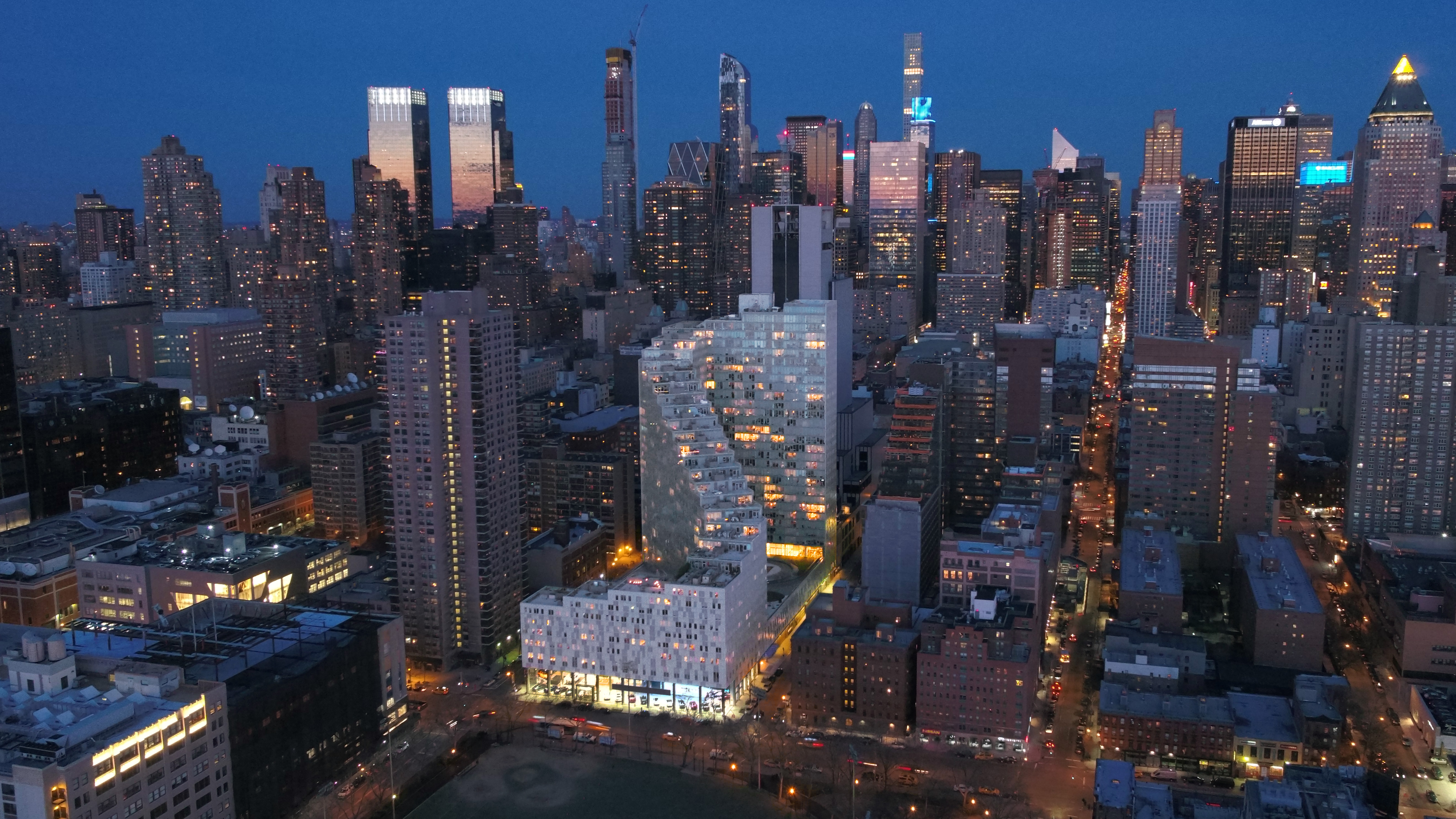 a tall building in a city