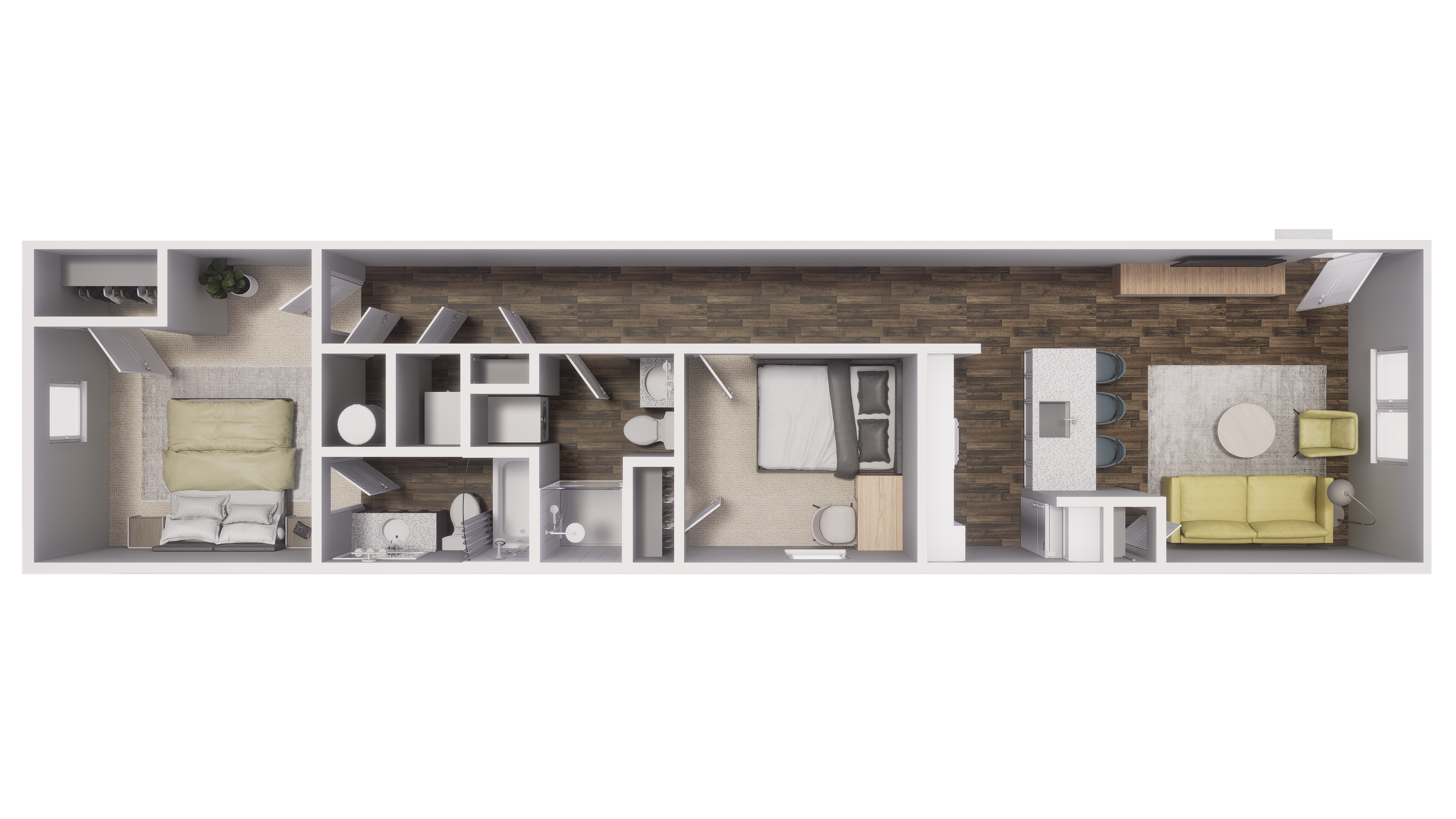 2x2 - 875 sqft - B2 floorplan