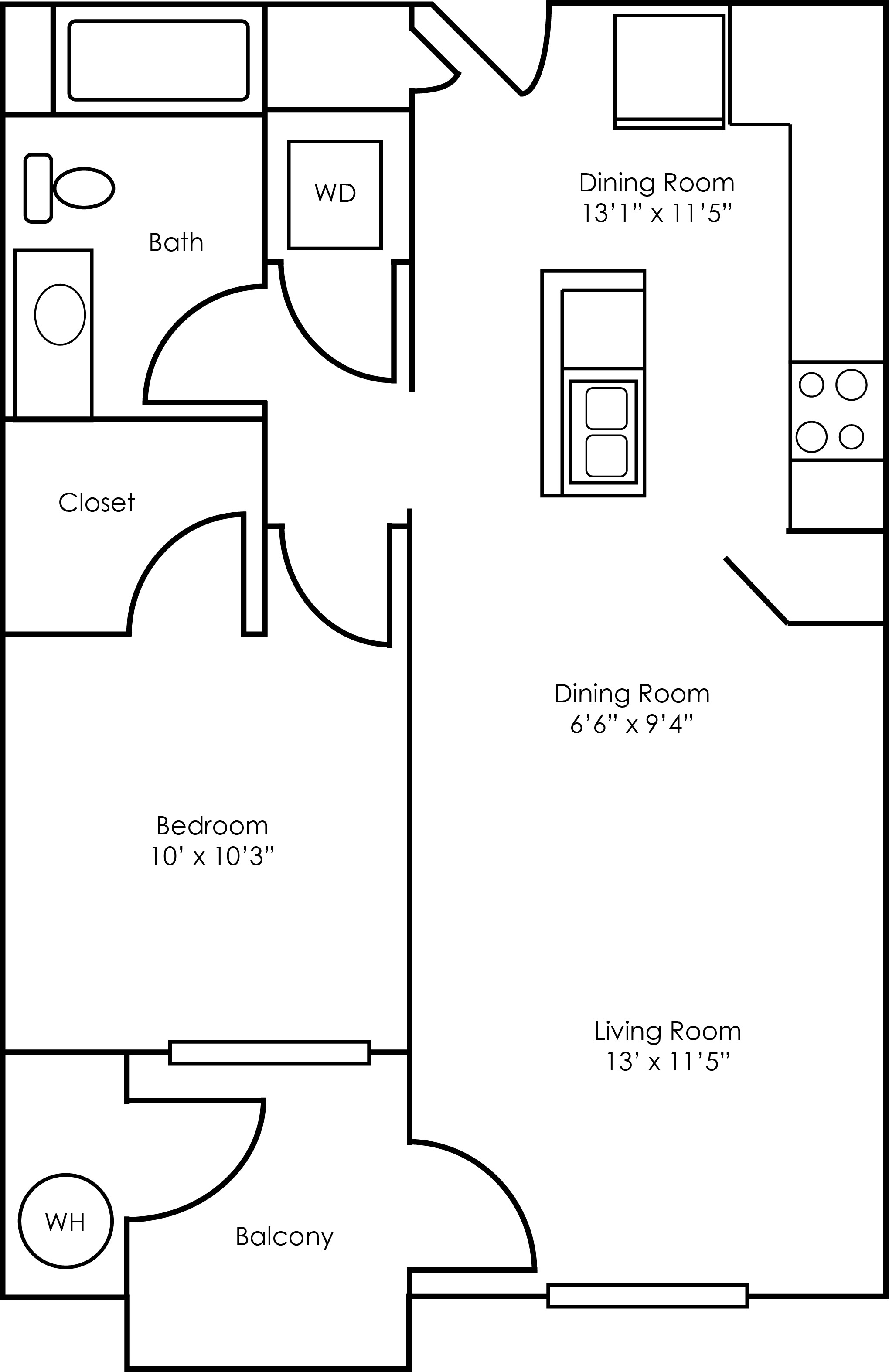 1x1 - 661 sqft - A3 floorplan