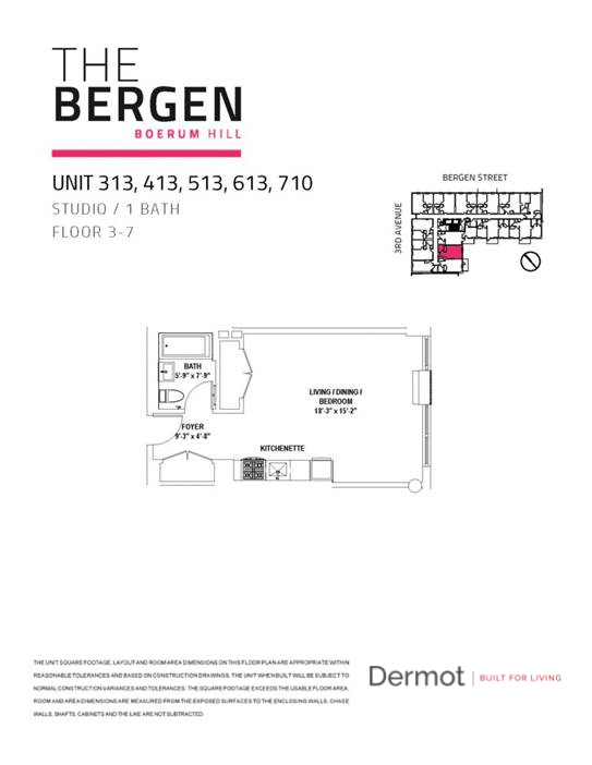Floor plan layout diagram for 0 Bed 1 Bath