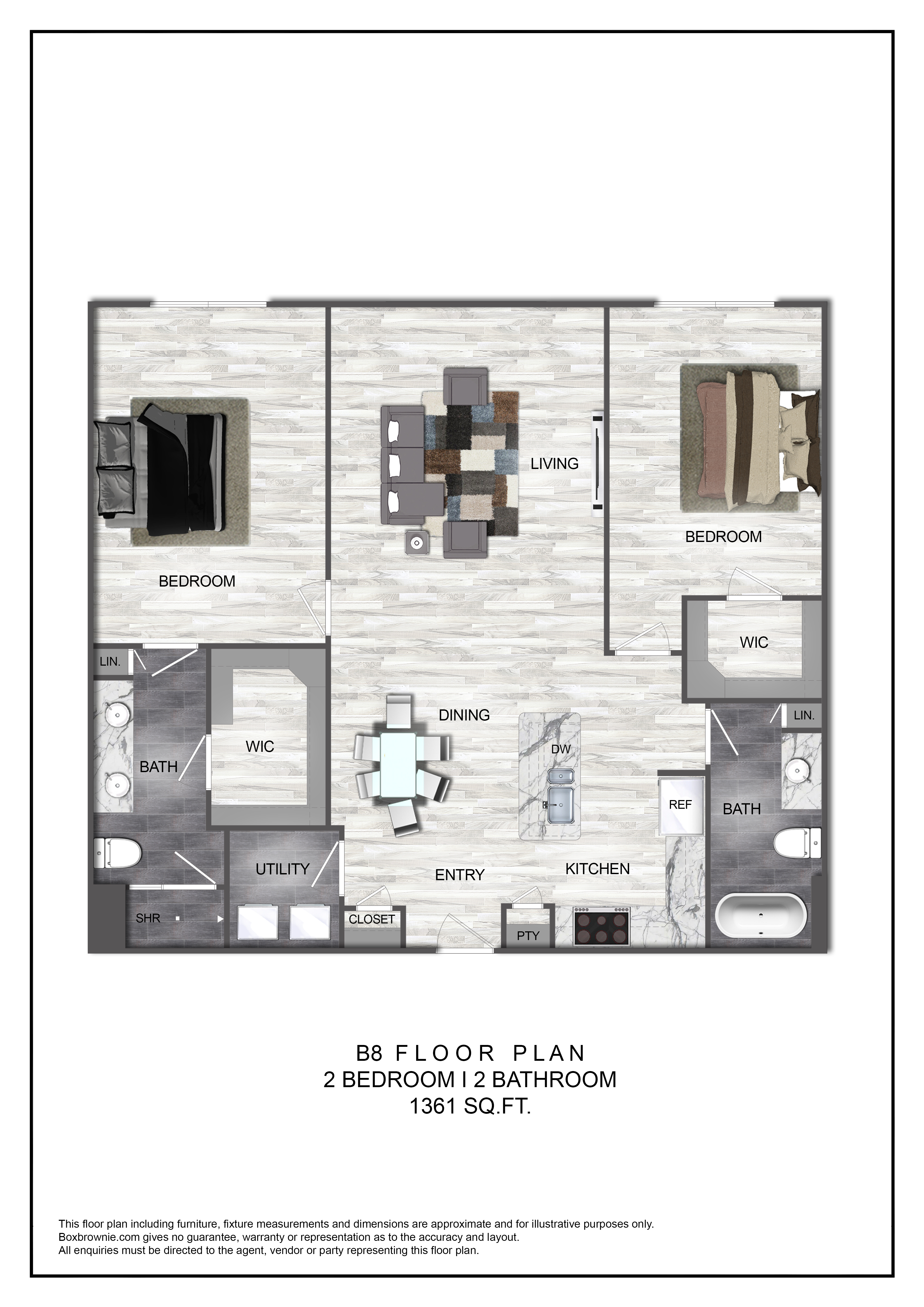 Floor plan layout diagram for B8