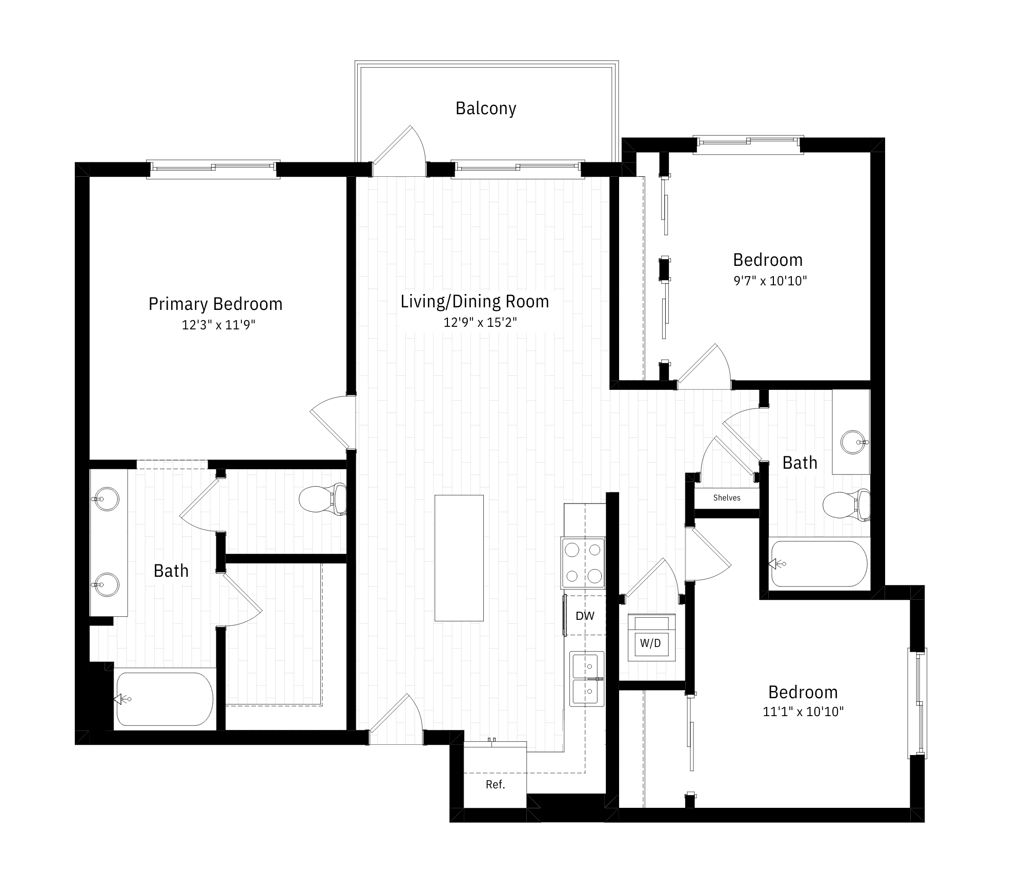 3x2 - 1167 sqft - C2 floorplan
