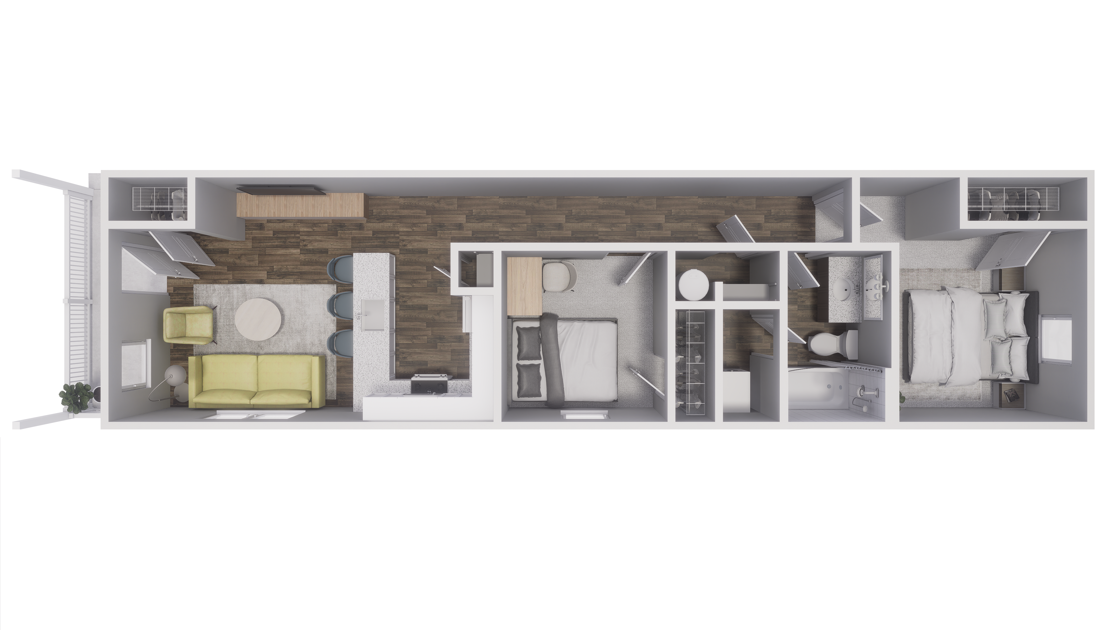2x1 - 774 sqft - B1 floorplan
