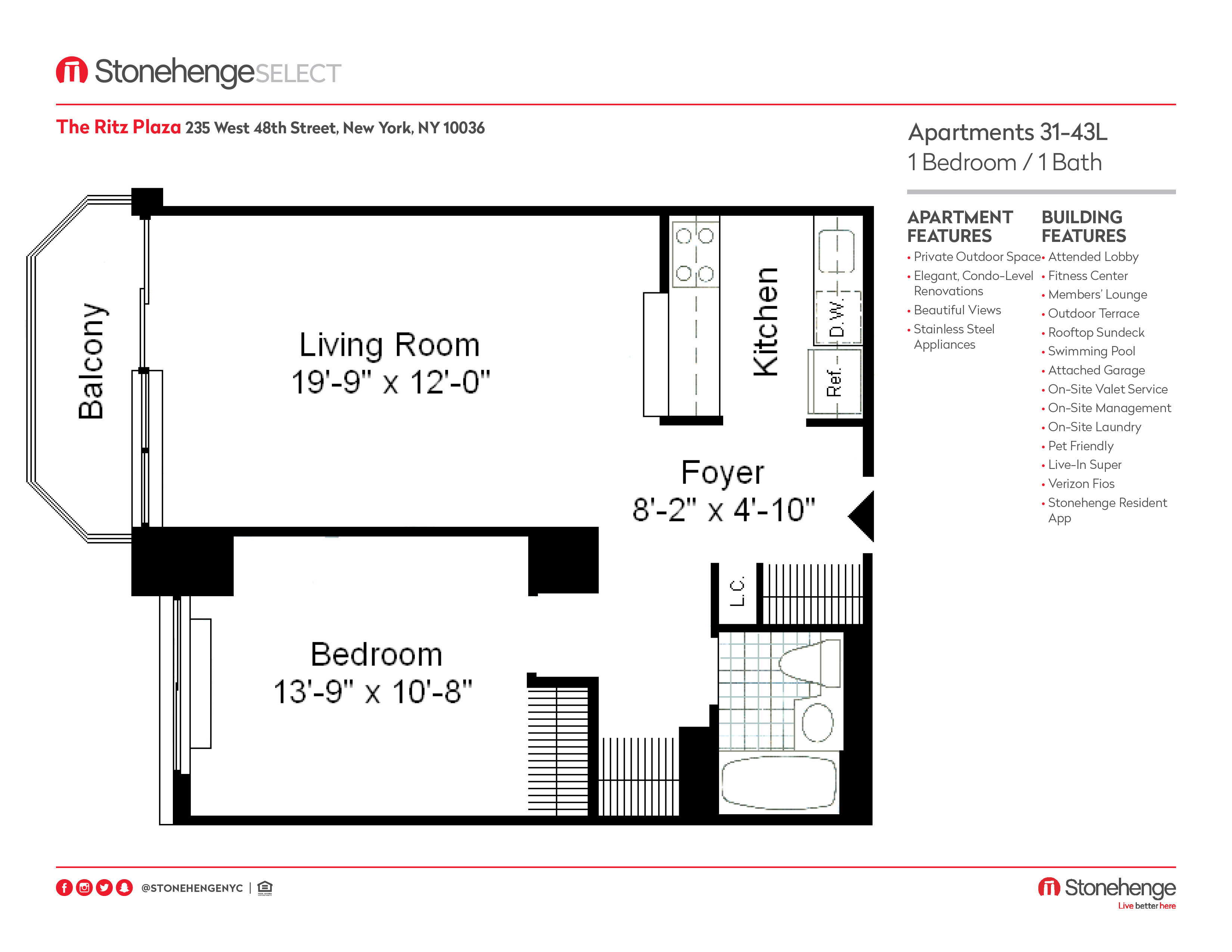 Floor plan layout diagram for 1 Bedroom