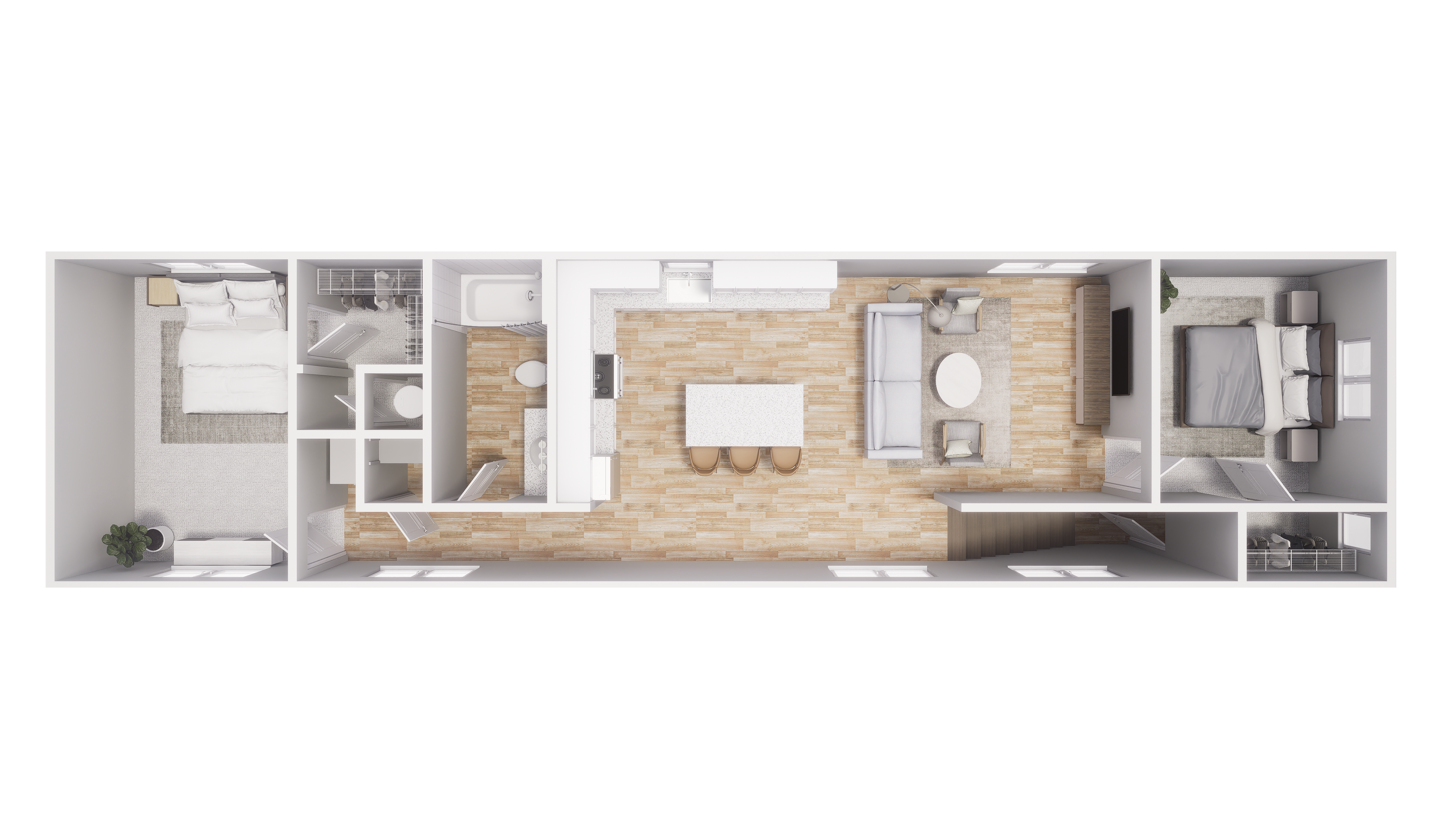 2x1 - 900 sqft - B2 floorplan