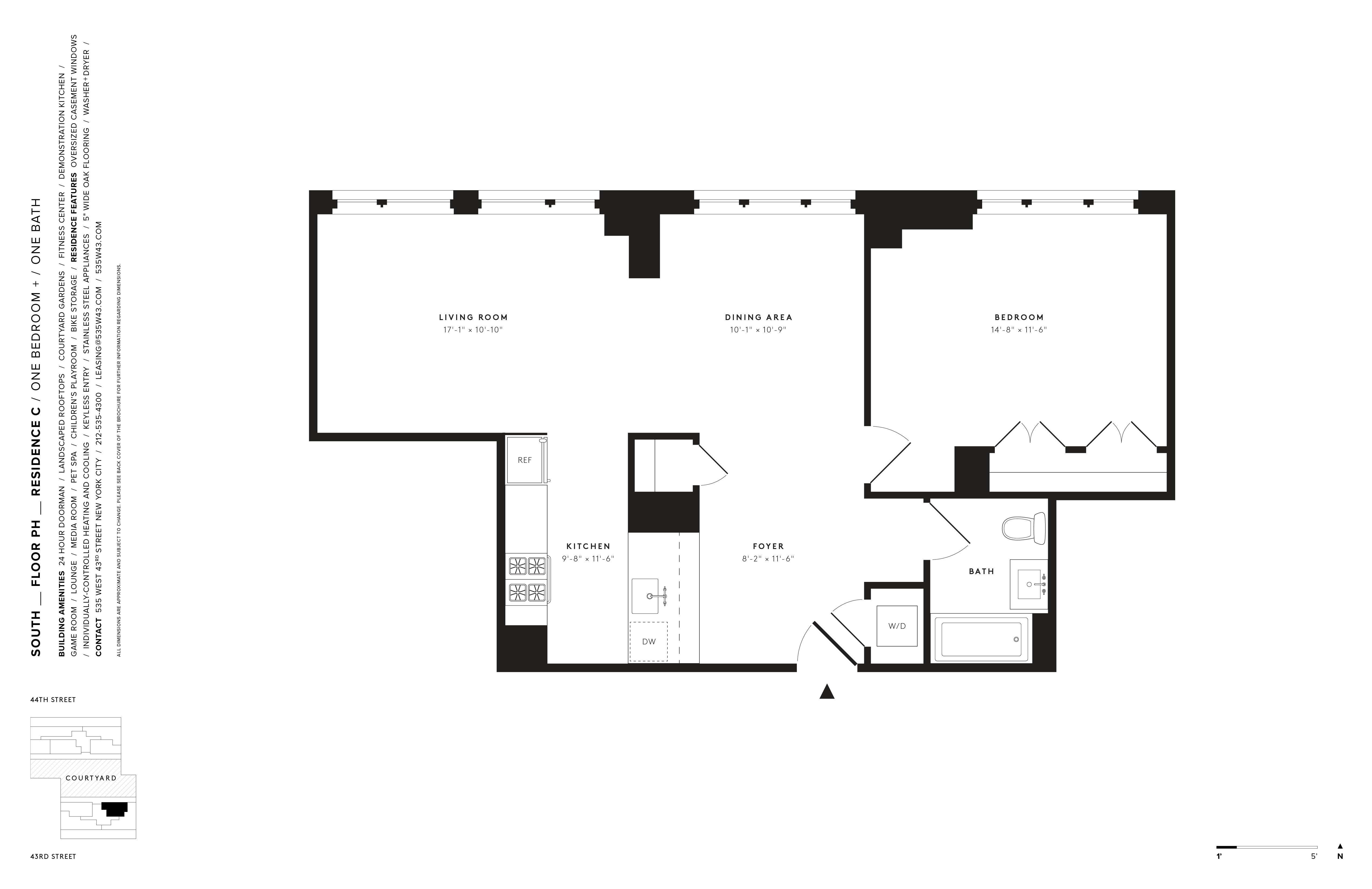 Floor plan layout diagram for 1 Bedroom+