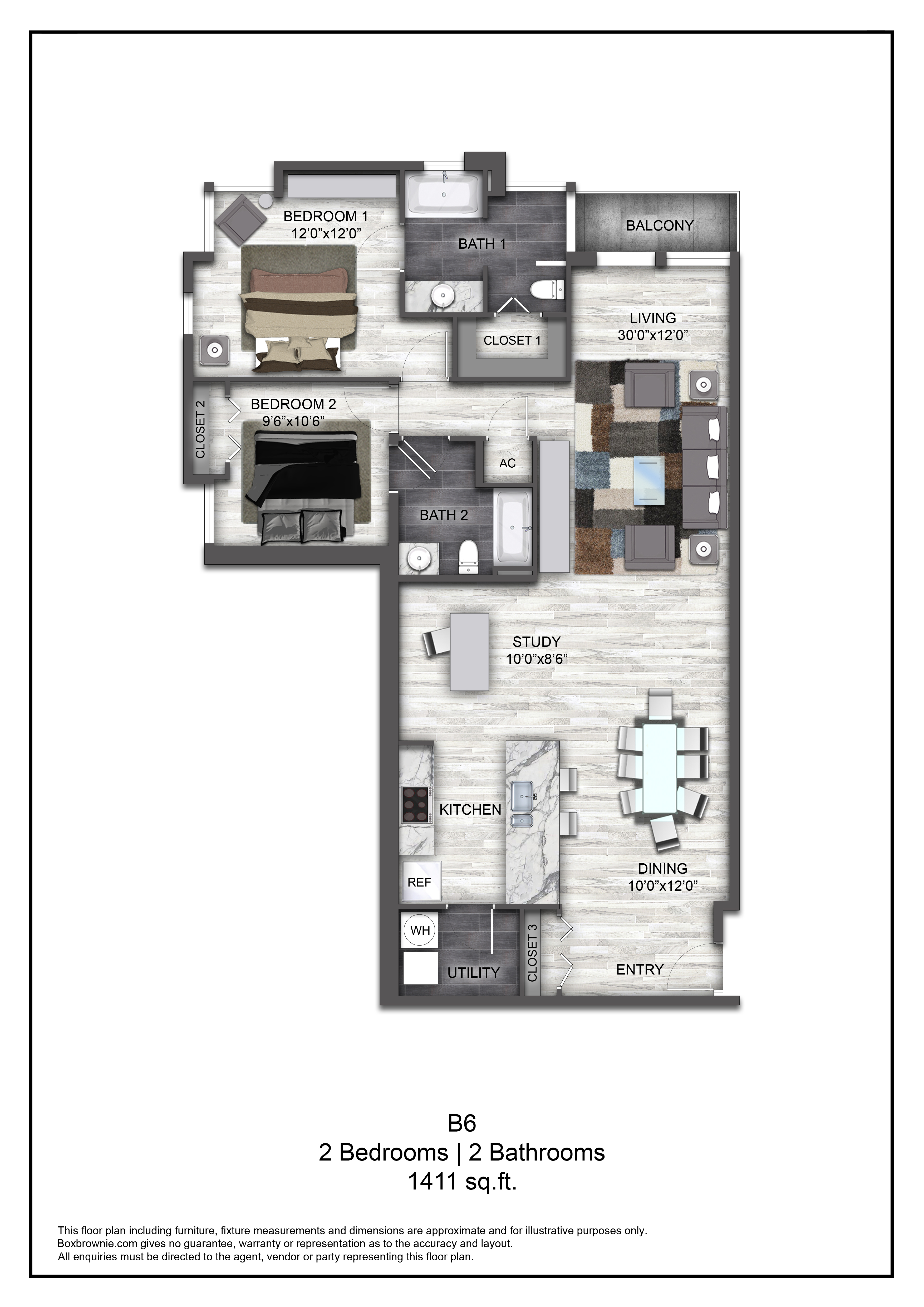 Floor plan layout diagram for B6