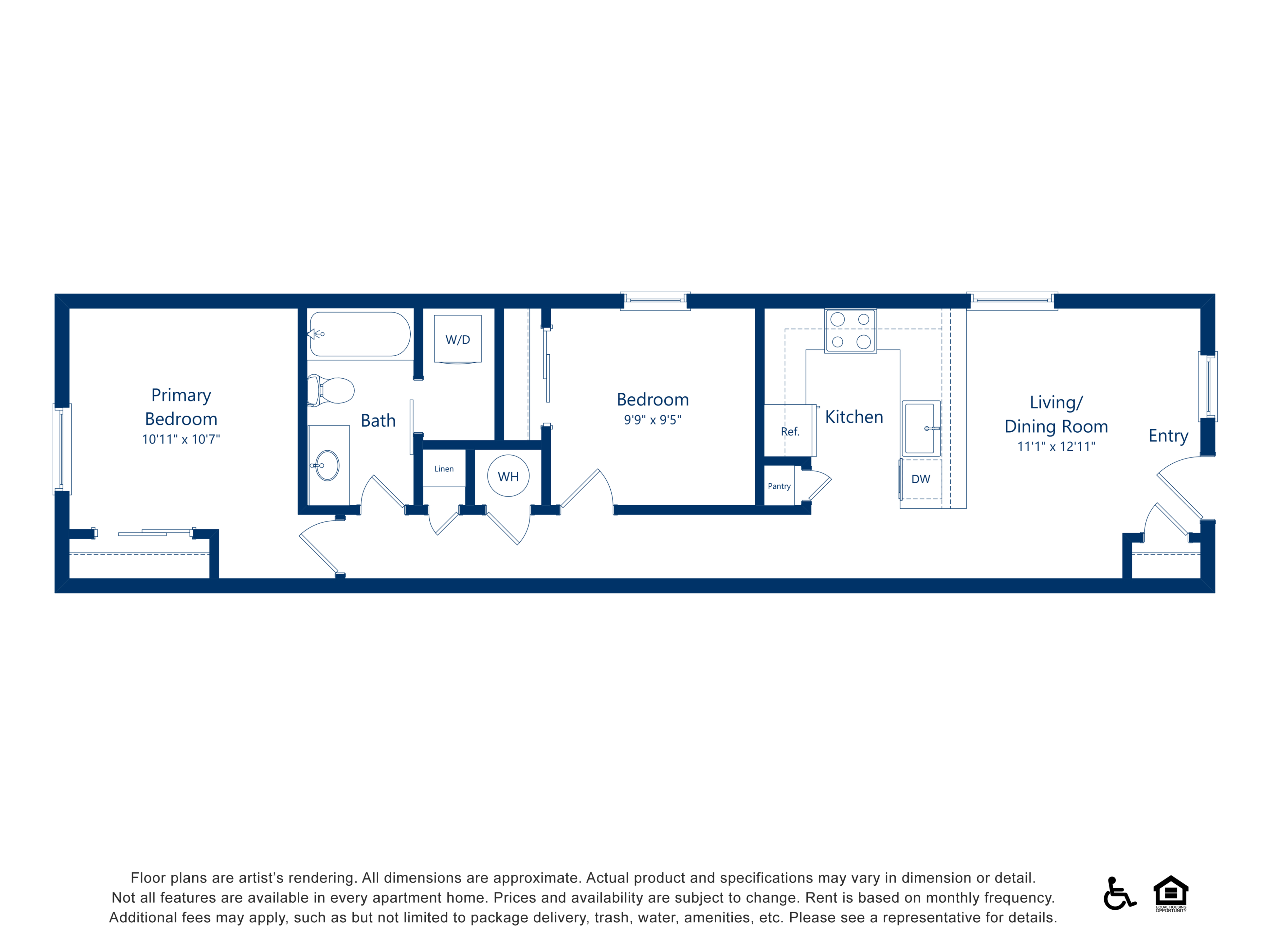 2x1 - 774 sqft - B1 floorplan