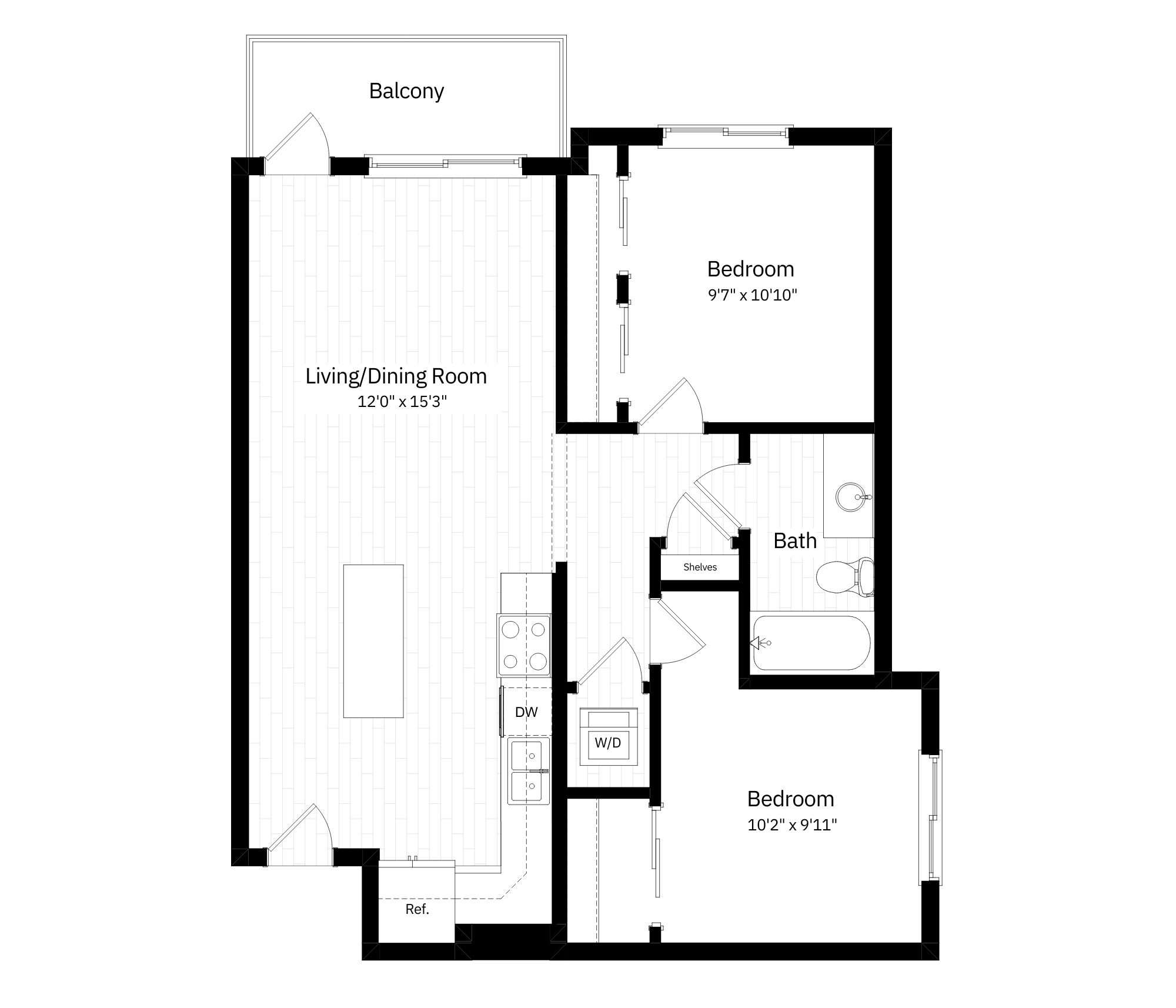 2x1 - 807 sqft - B2 floorplan