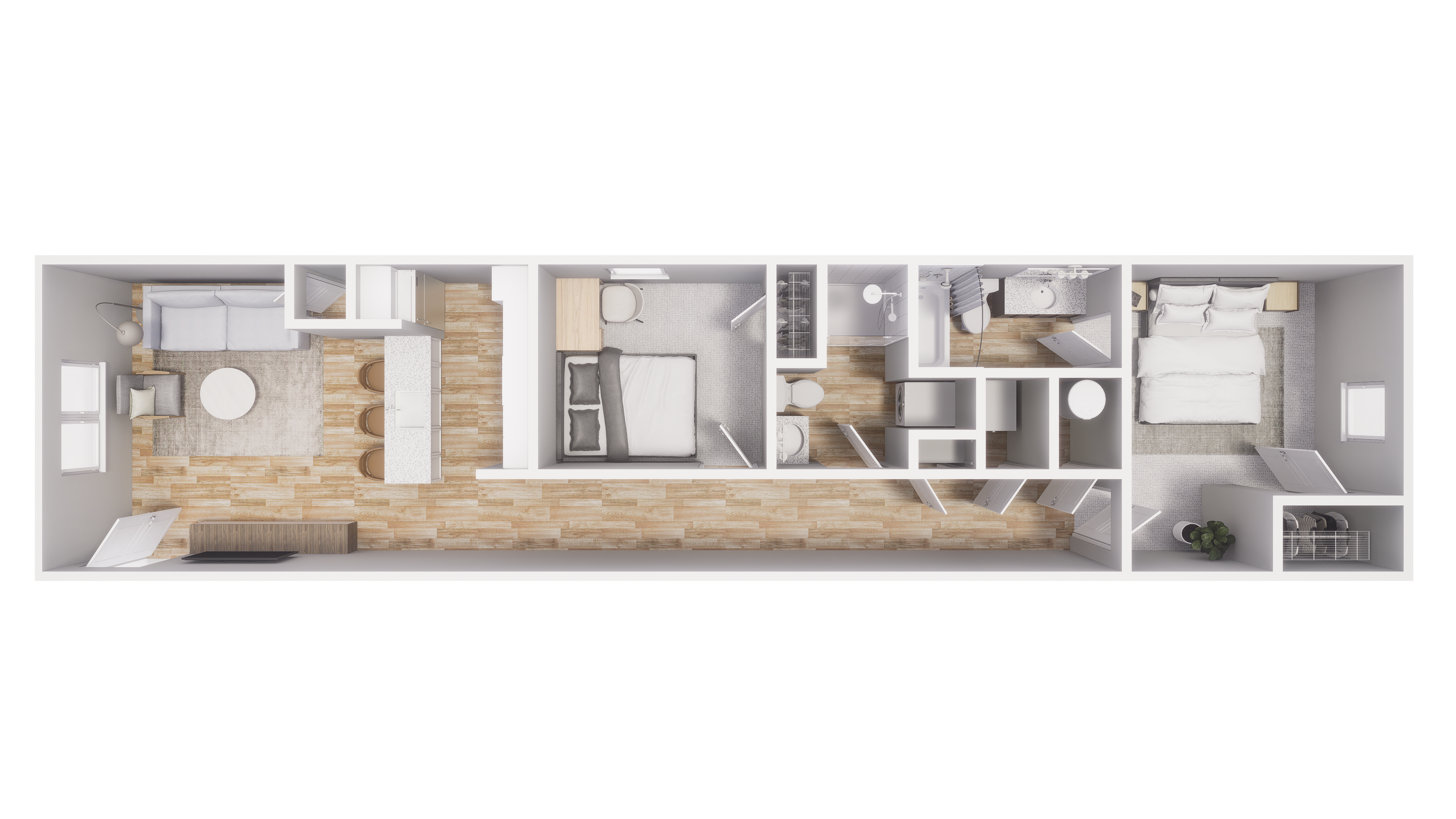 2x2 - 836 sqft - B3 floorplan