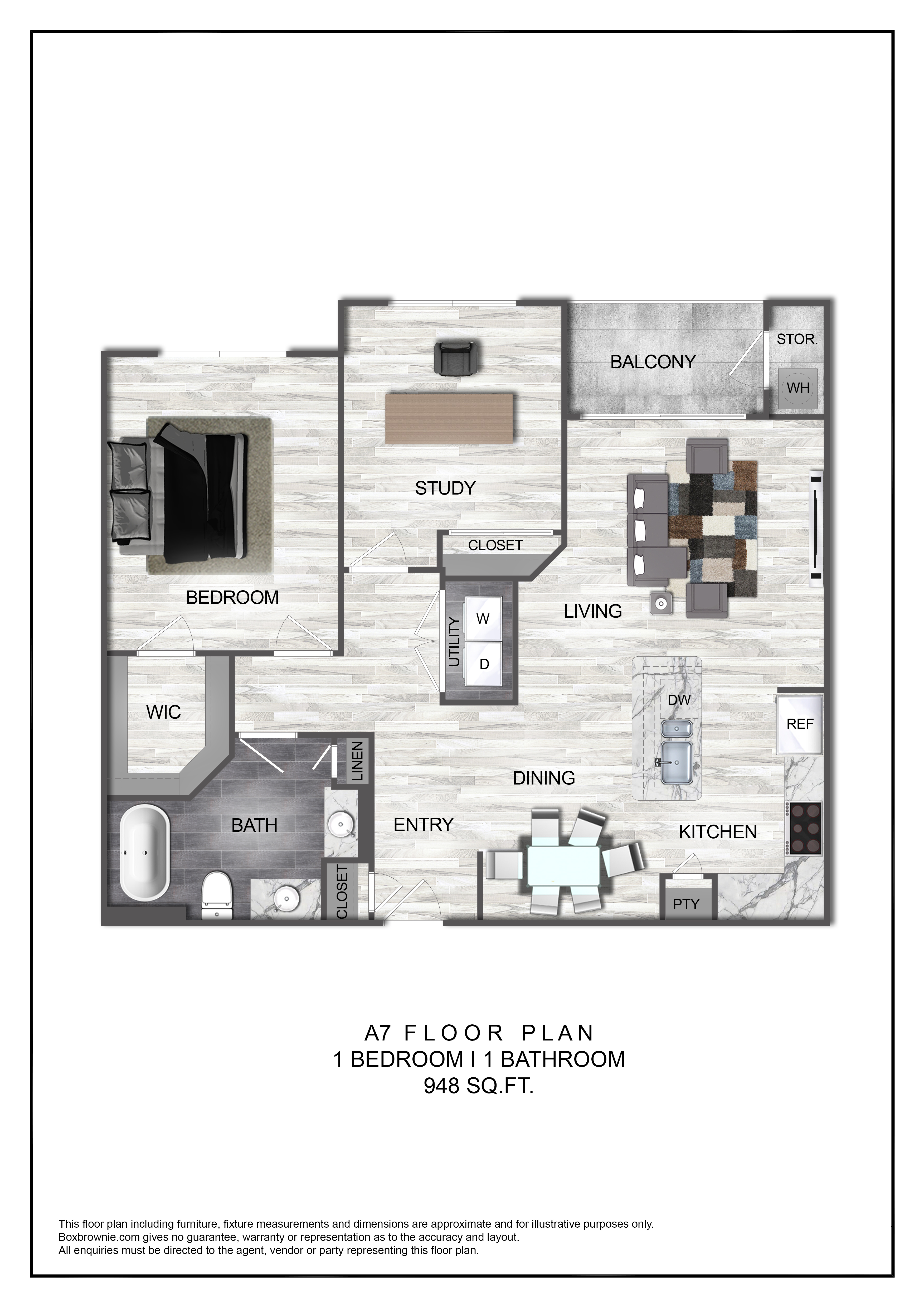 Floor plan layout diagram for A7