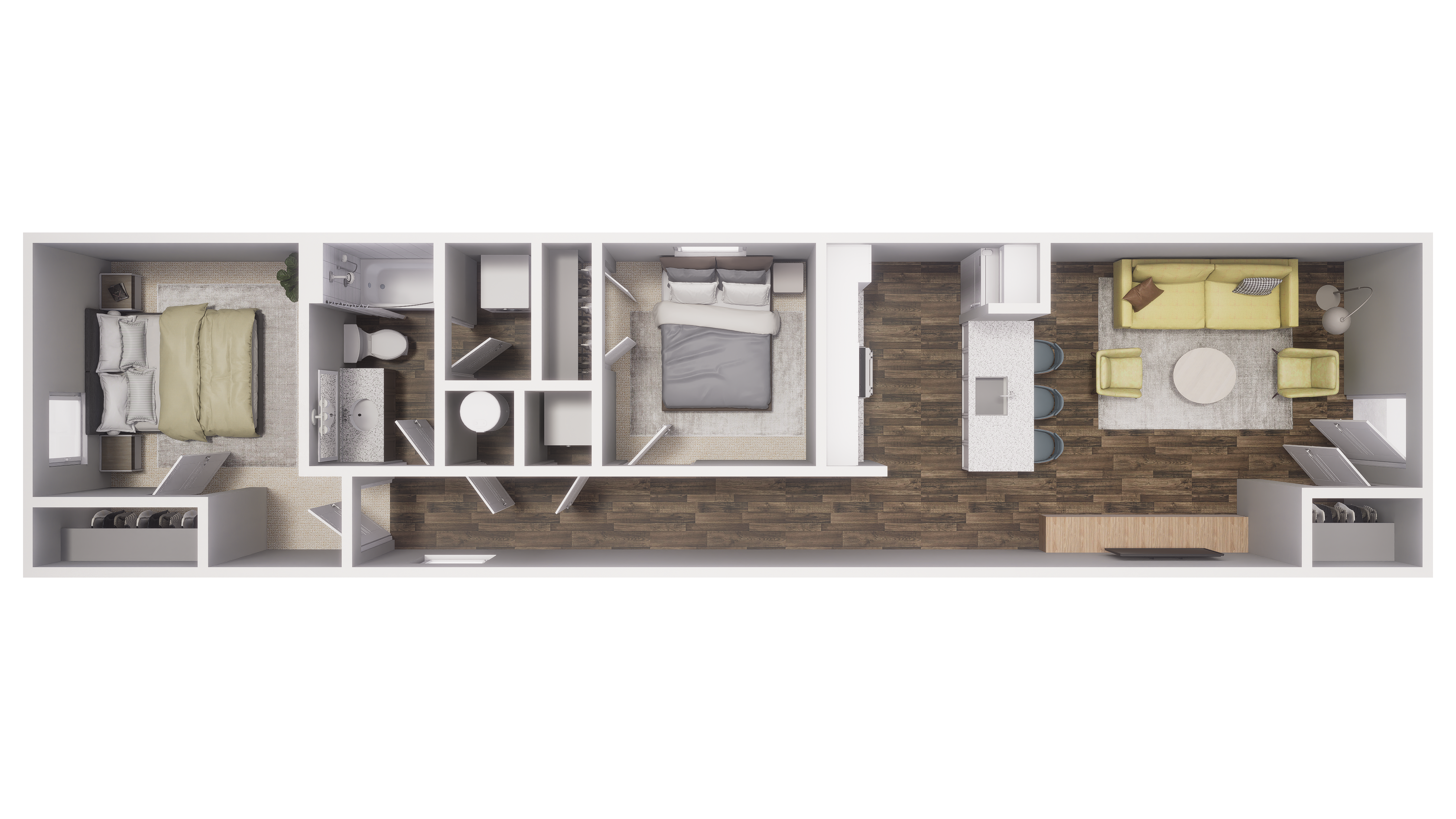 2x1 - 792 sqft - B1 floorplan
