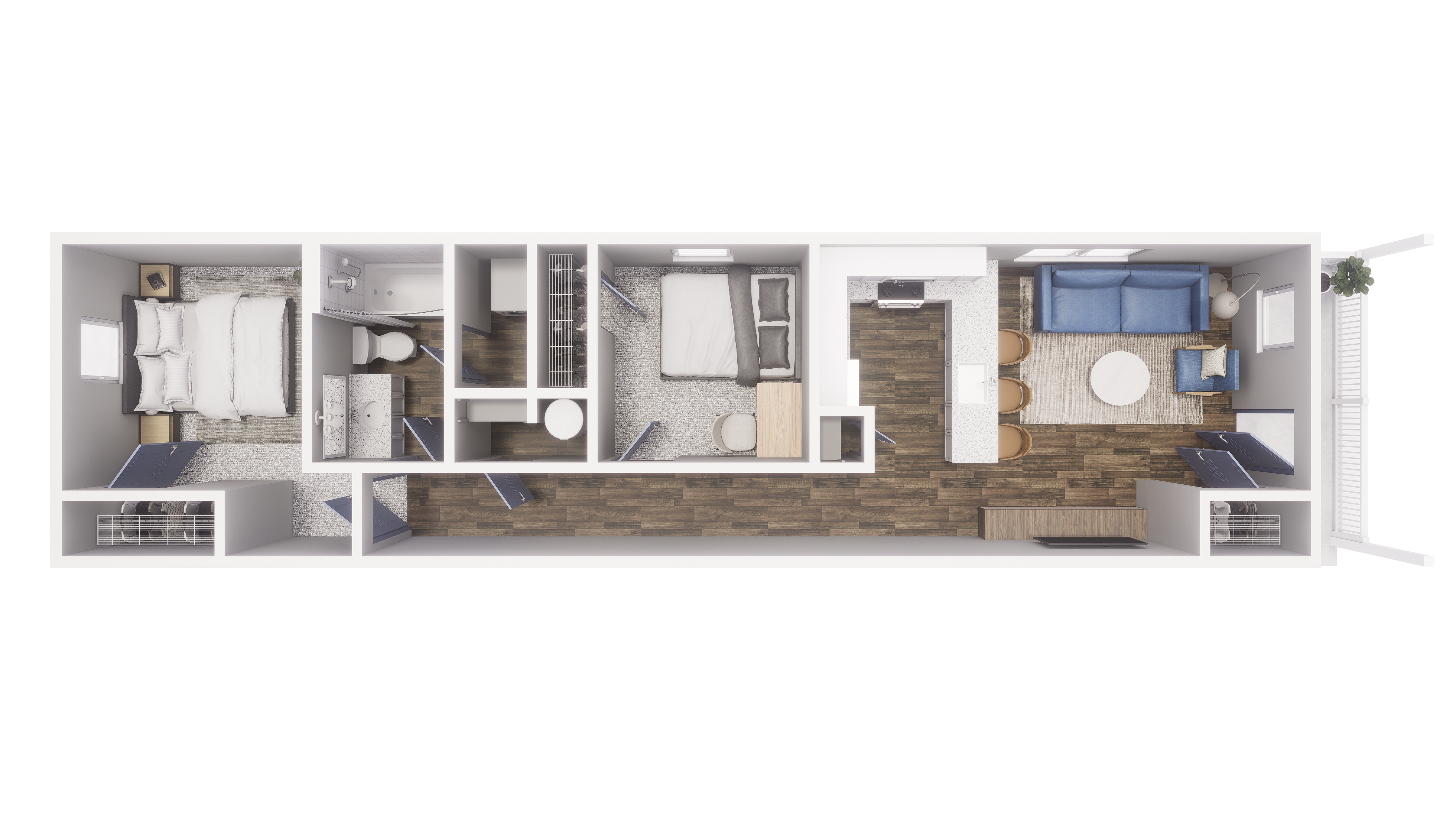 2x1 - 774 sqft - B1 floorplan