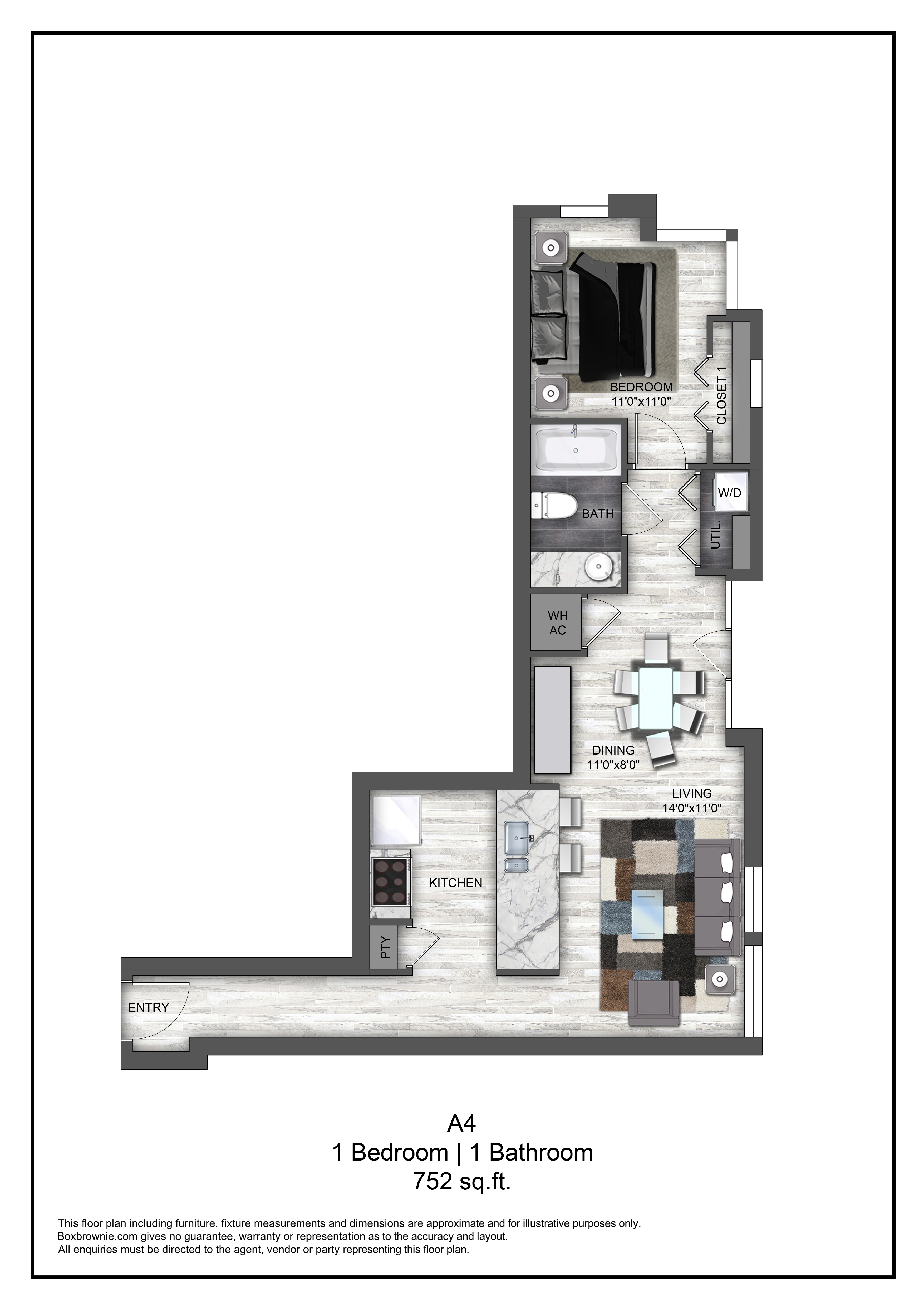 Floor plan layout diagram for A4