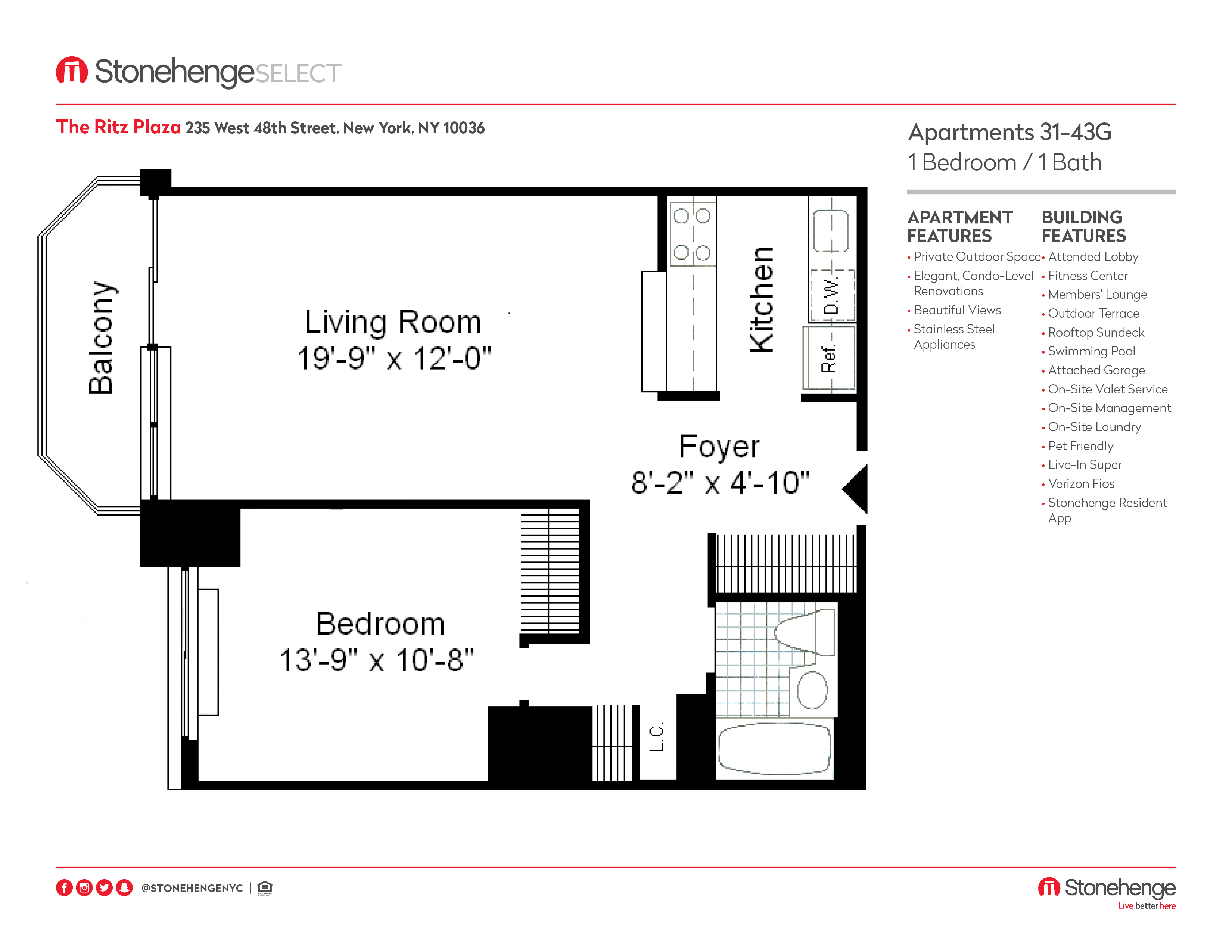 Floor plan layout diagram for 1 Bedroom