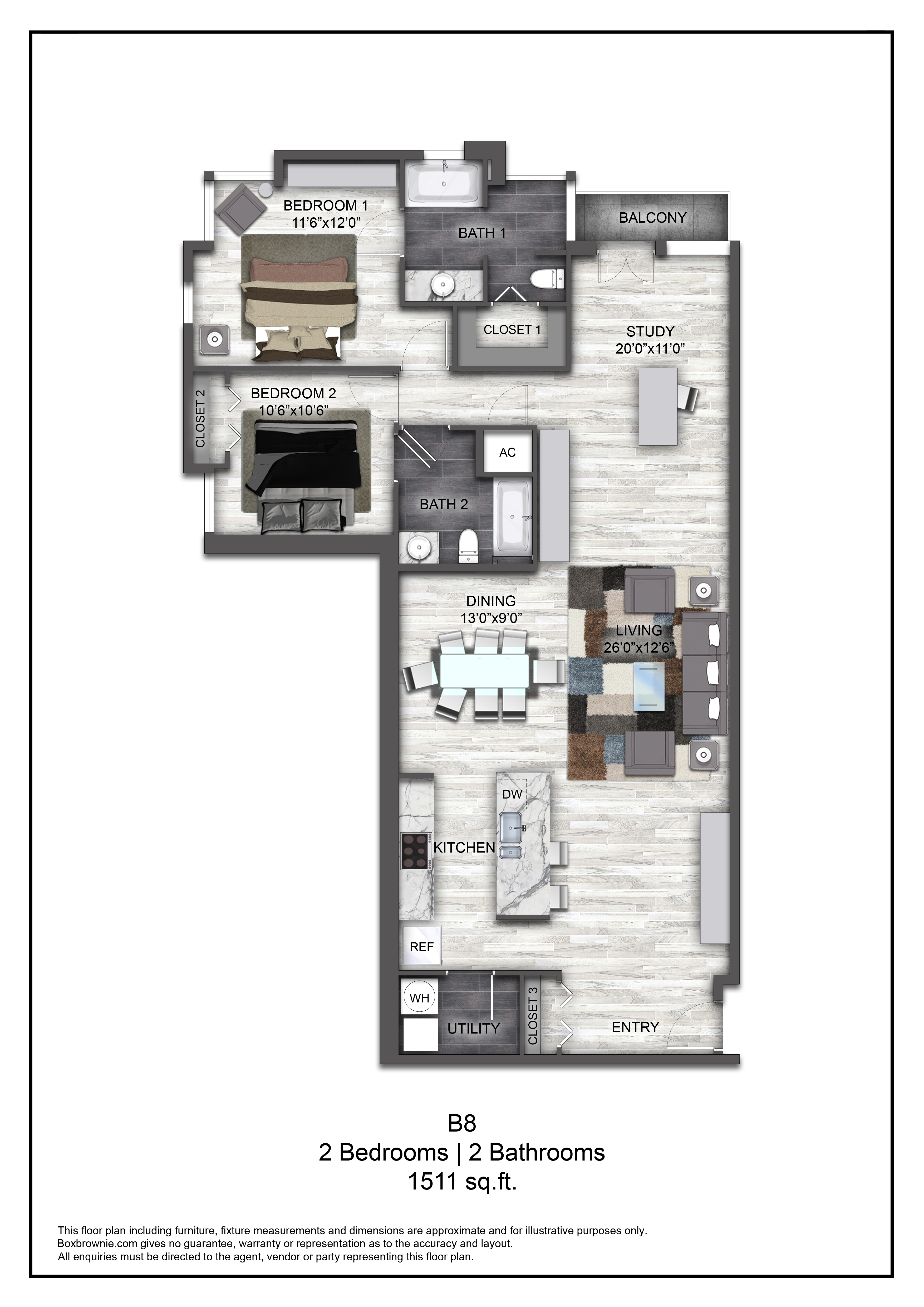 Floor plan layout diagram for B8