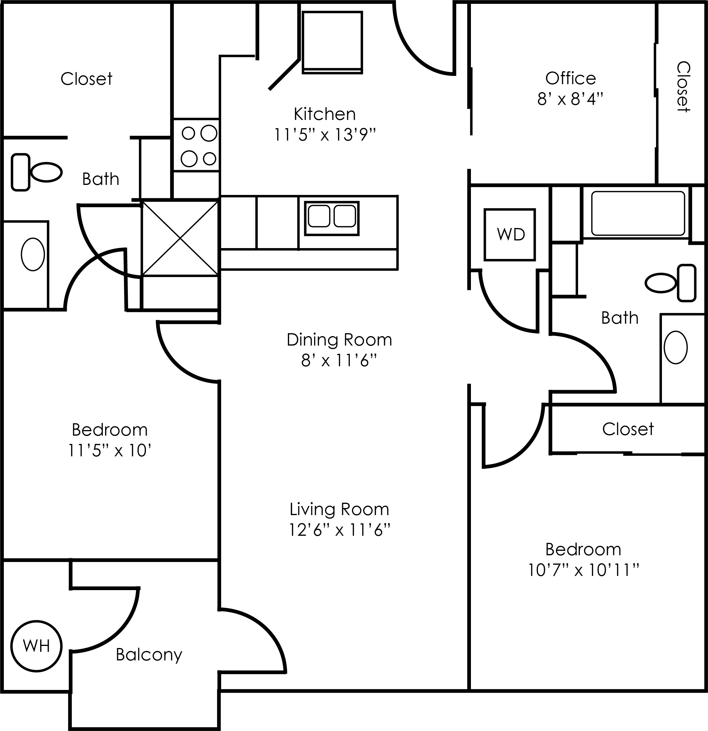 2x2 - 1017 sqft - B3 floorplan