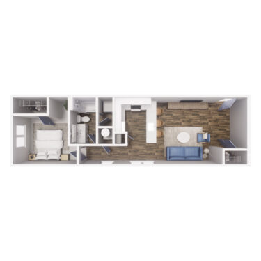 1 x 1- A2 668 SQ FT floorplan