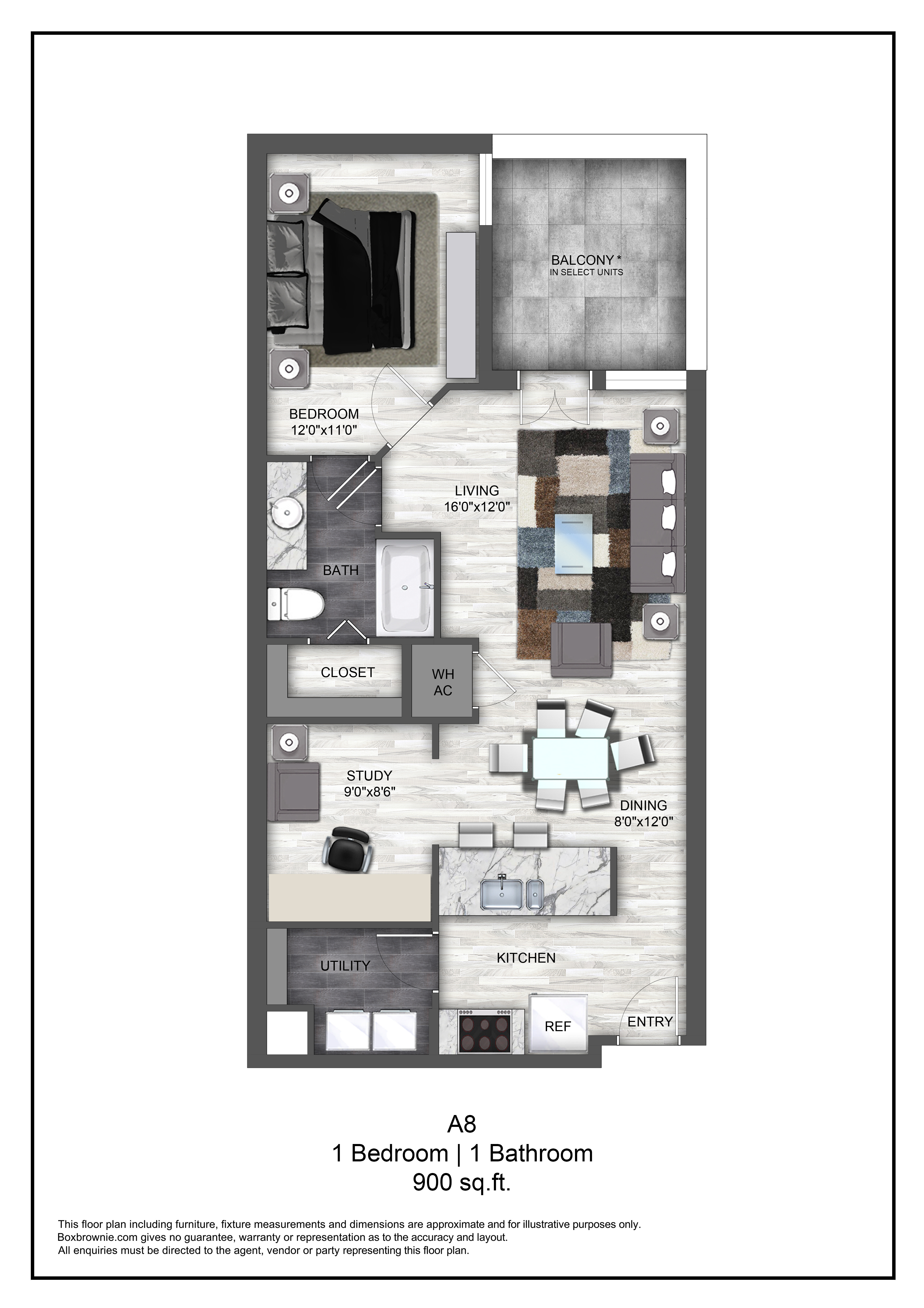 Floor plan layout diagram for A8