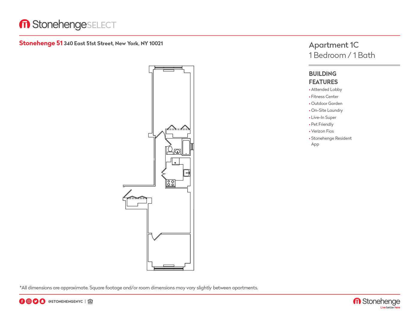 Floor plan layout diagram for 1 bedroom