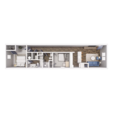 2 x 2- B3 835 SQ FT floorplan