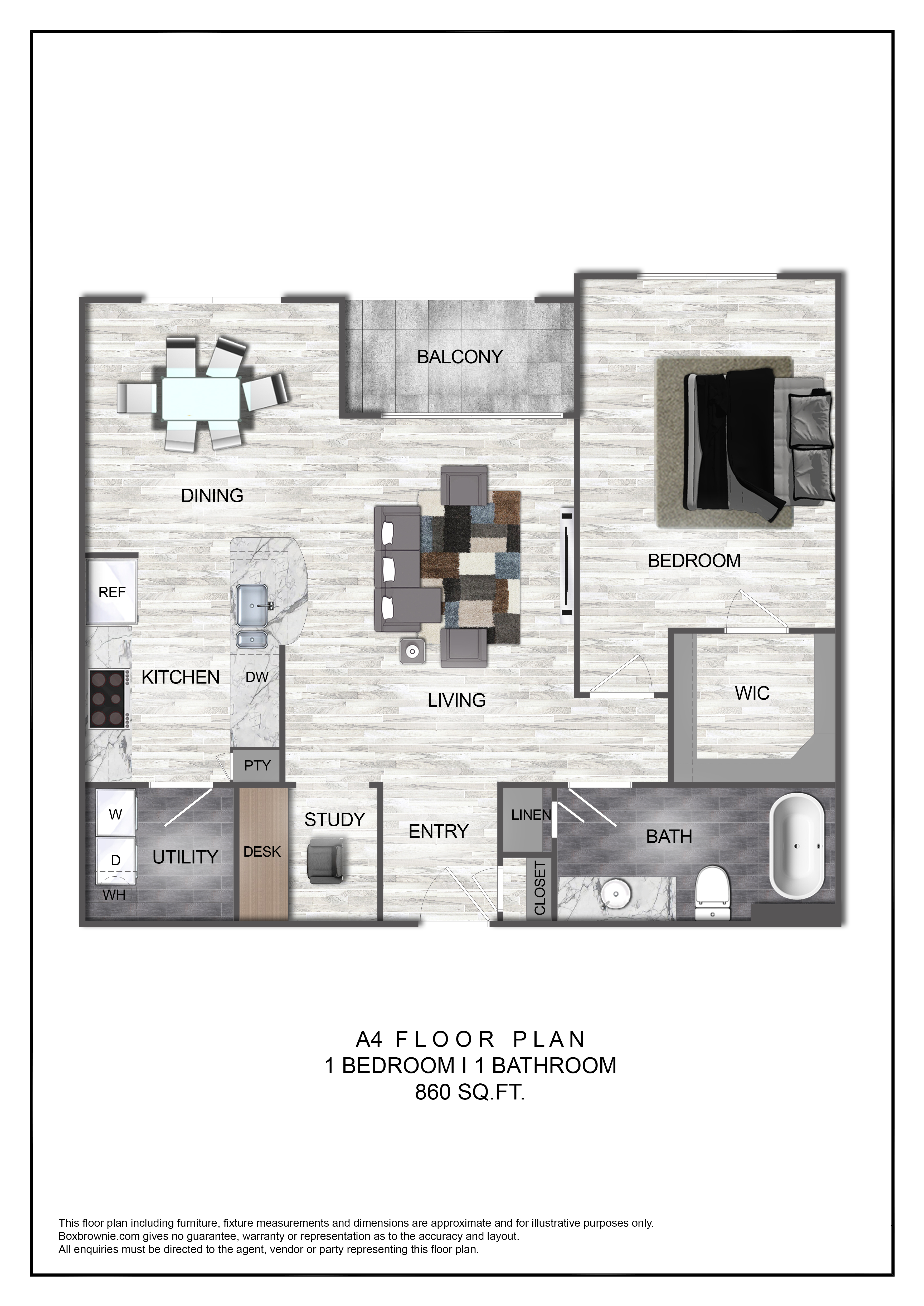 Floor plan layout diagram for A4