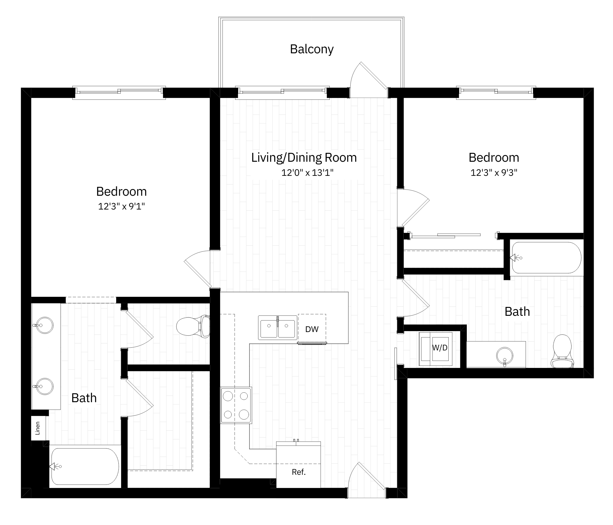 2x2 - 956 sqft - B4 floorplan