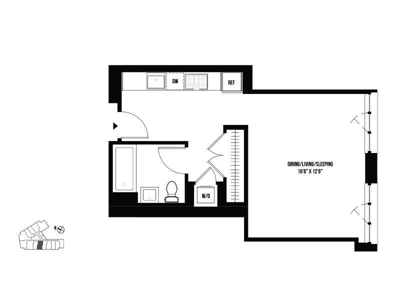 Floor plan layout diagram for Studio