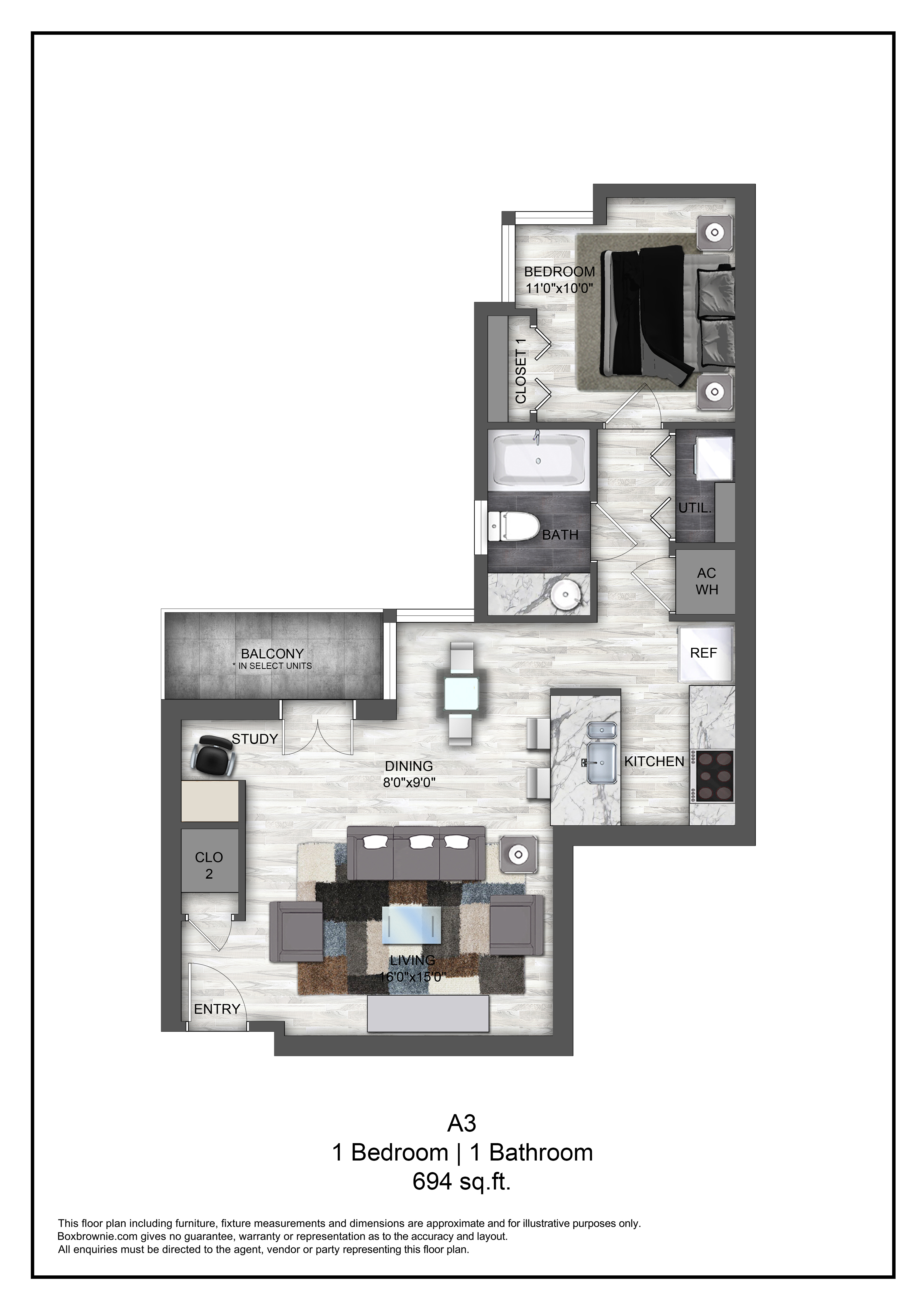Floor plan layout diagram for A3