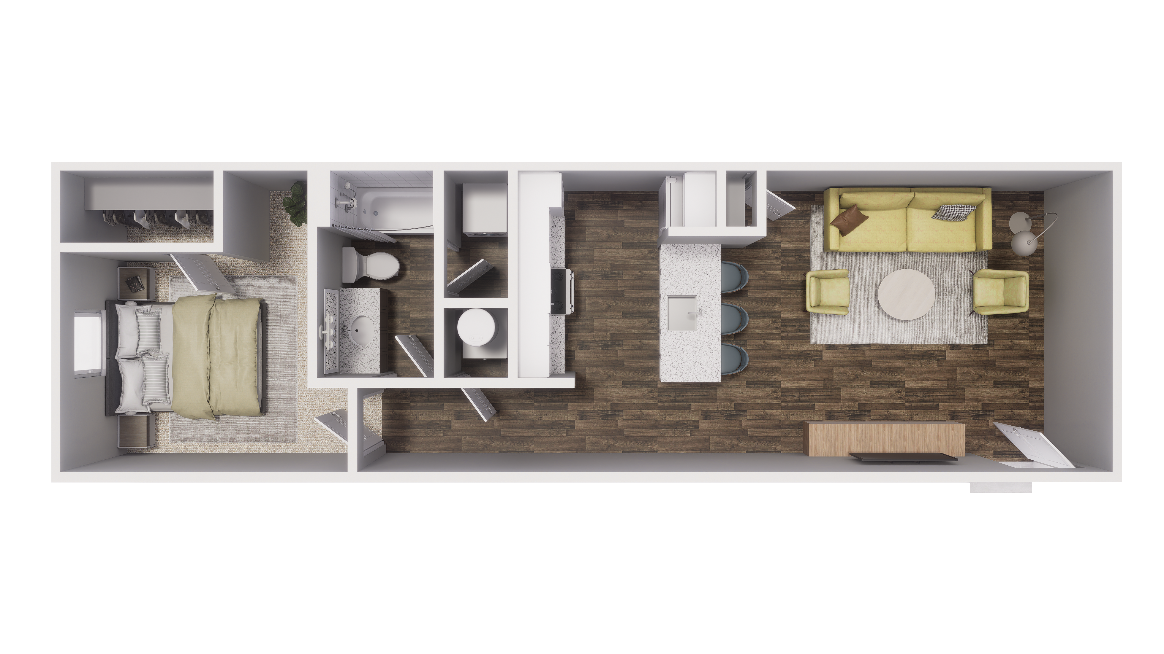 1x1 - 682 sqft - A2 floorplan