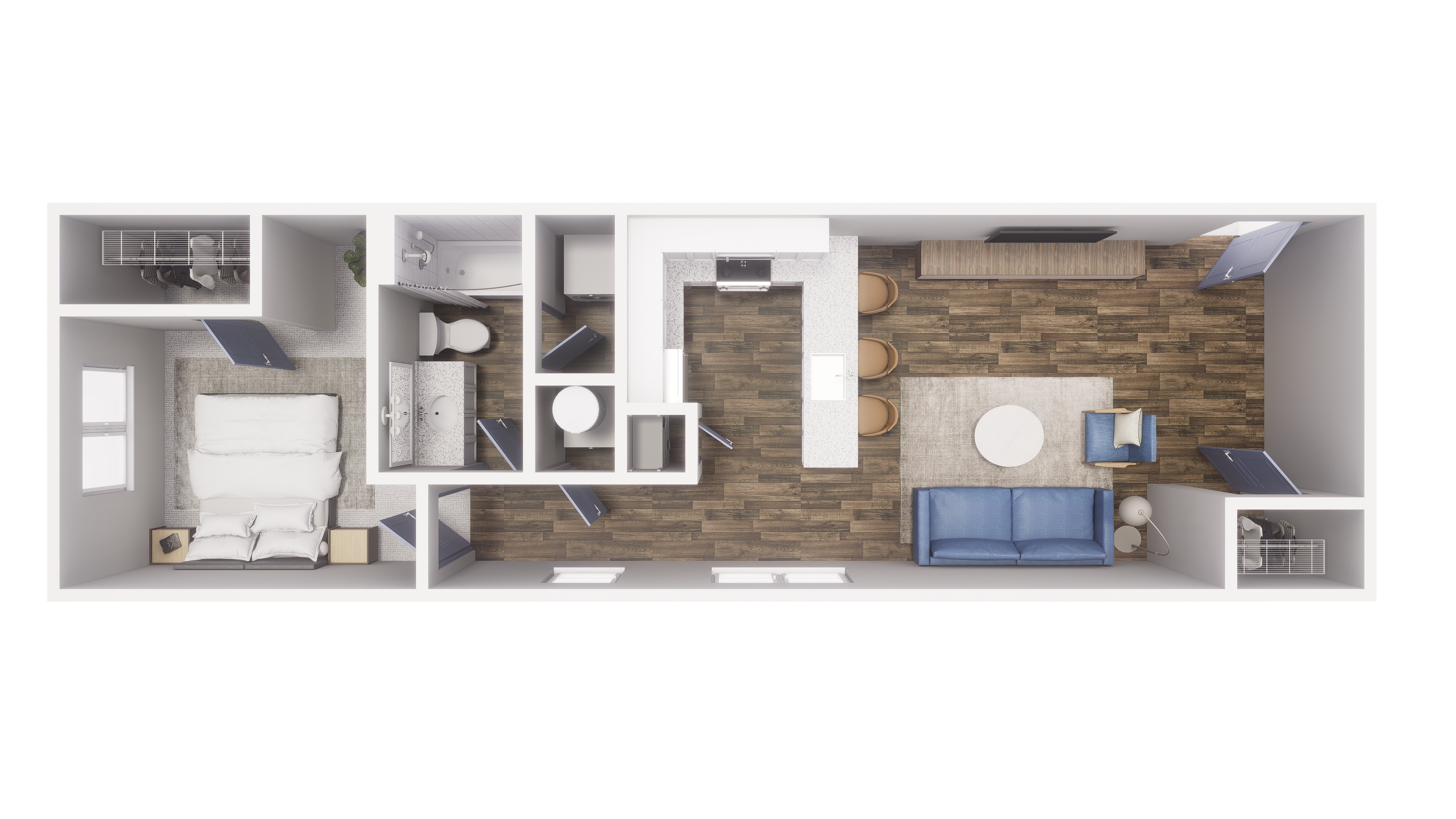 1x1 - 669 sqft - A2 floorplan