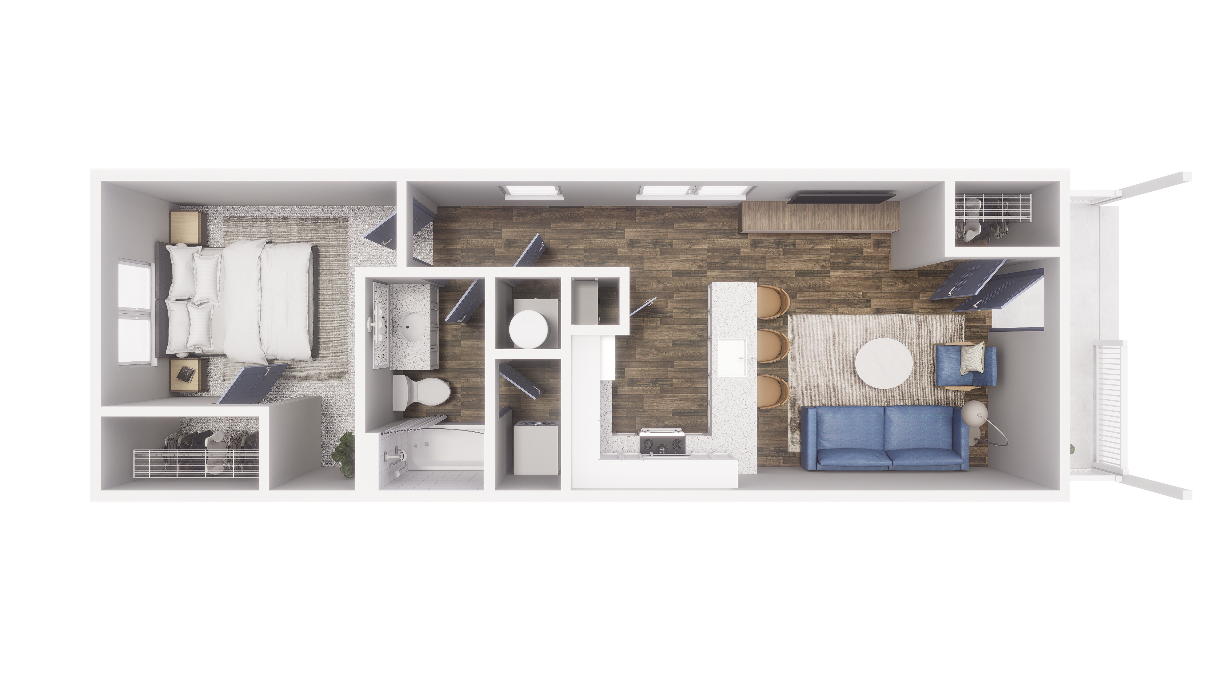 1x1 - 603 sqft - A1 floorplan