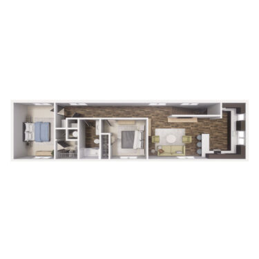 2 x 1- B2 900 SQ FT floorplan