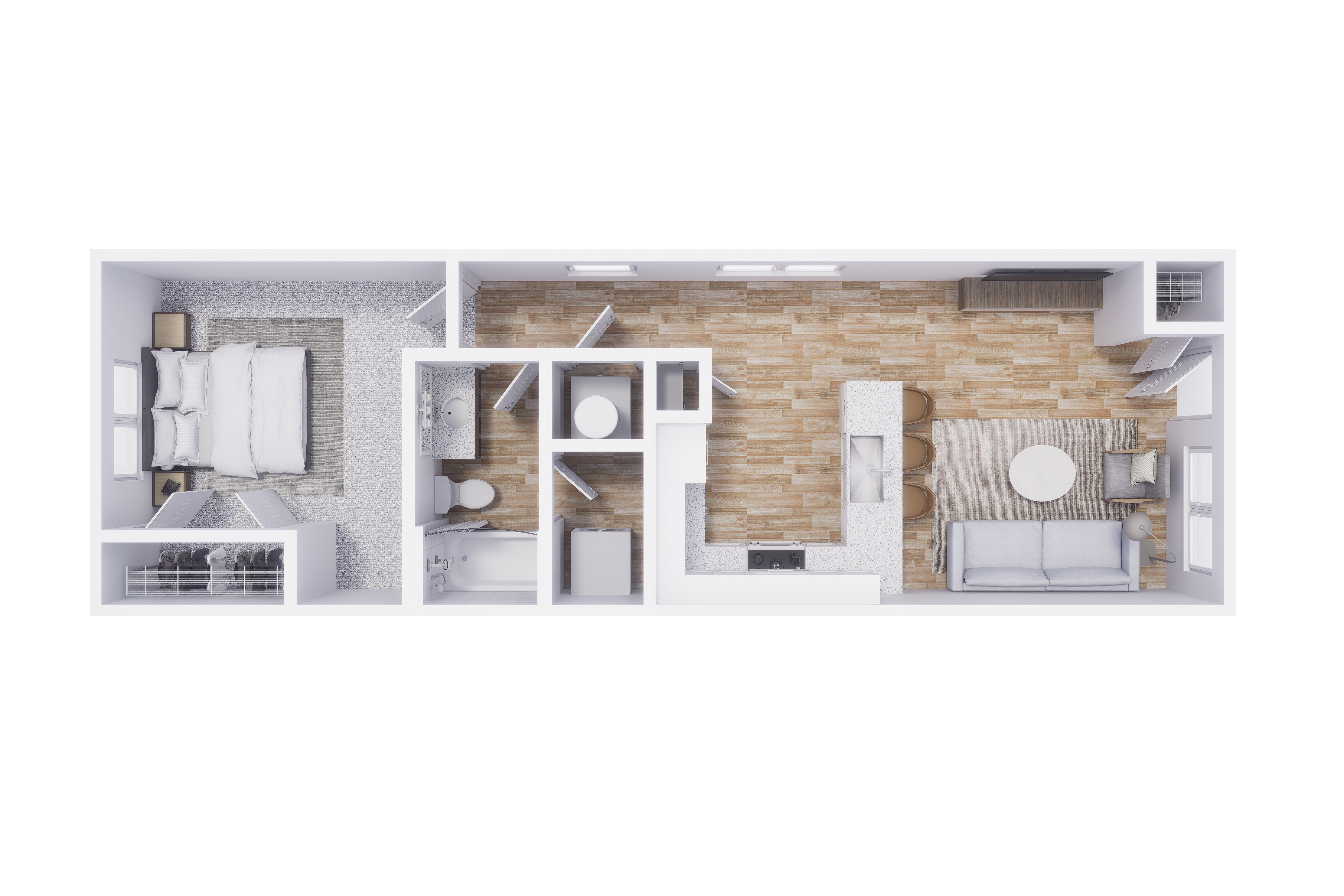 1x1 - 672 sqft - A2 floorplan