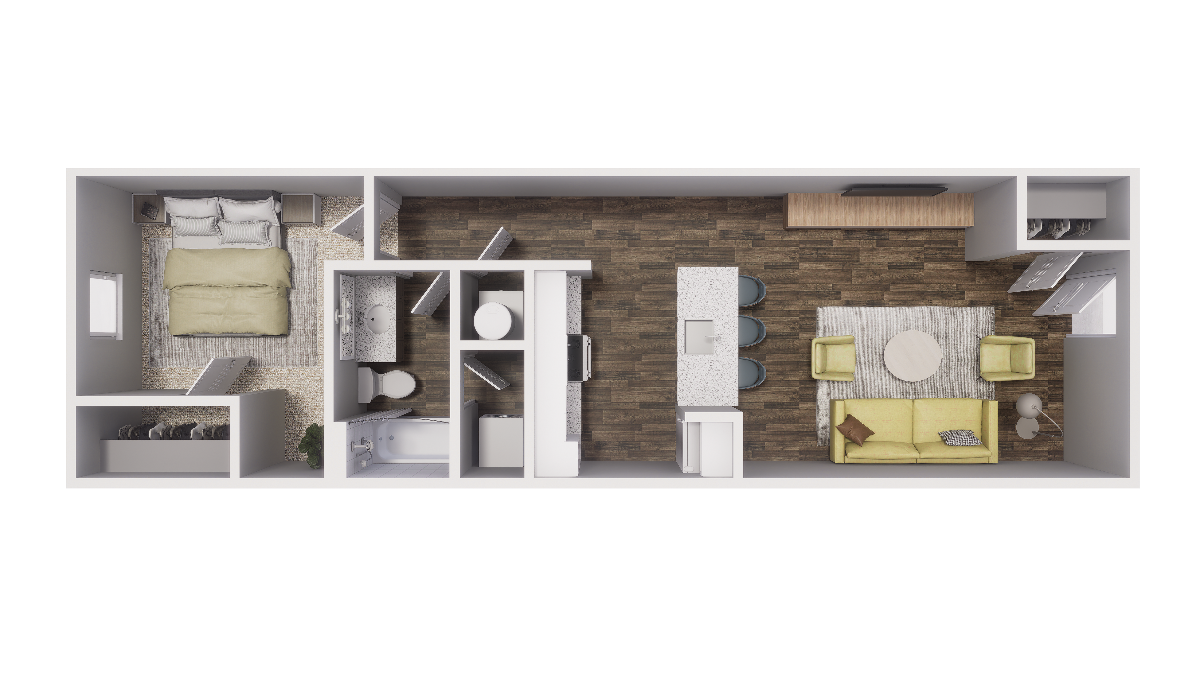 1x1 - 600 sqft - A1 floorplan