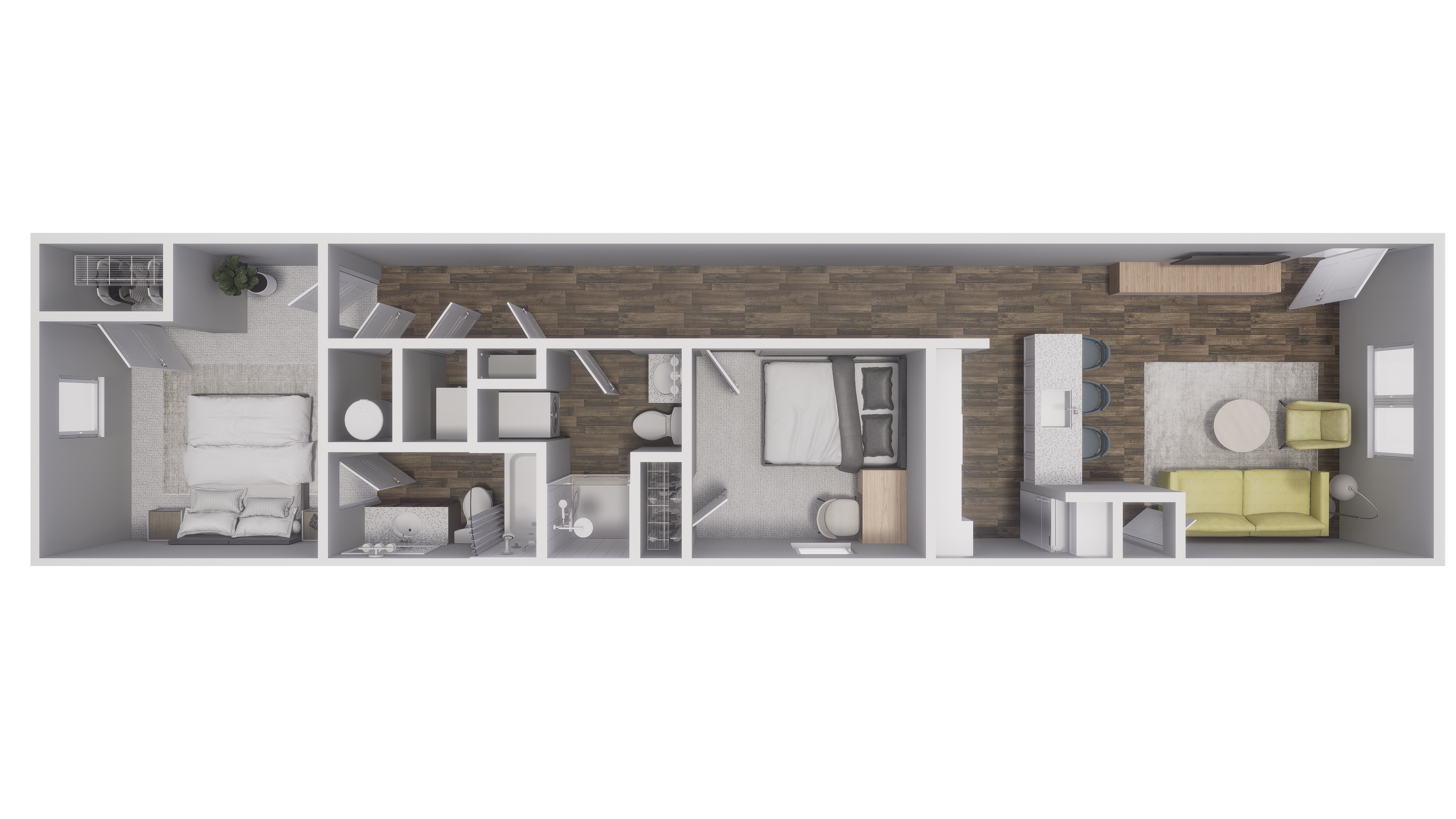 2x2 - 836 sqft - B3 floorplan