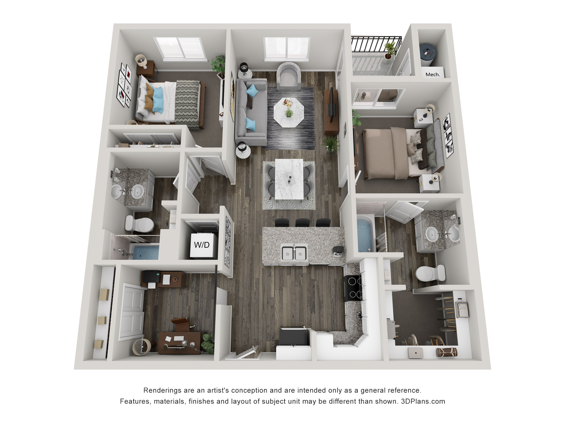 2x2 - 1082 sqft - B3 floorplan