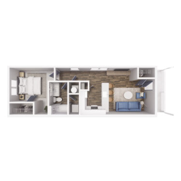 1 x 1- A1 605 SQ FT floorplan
