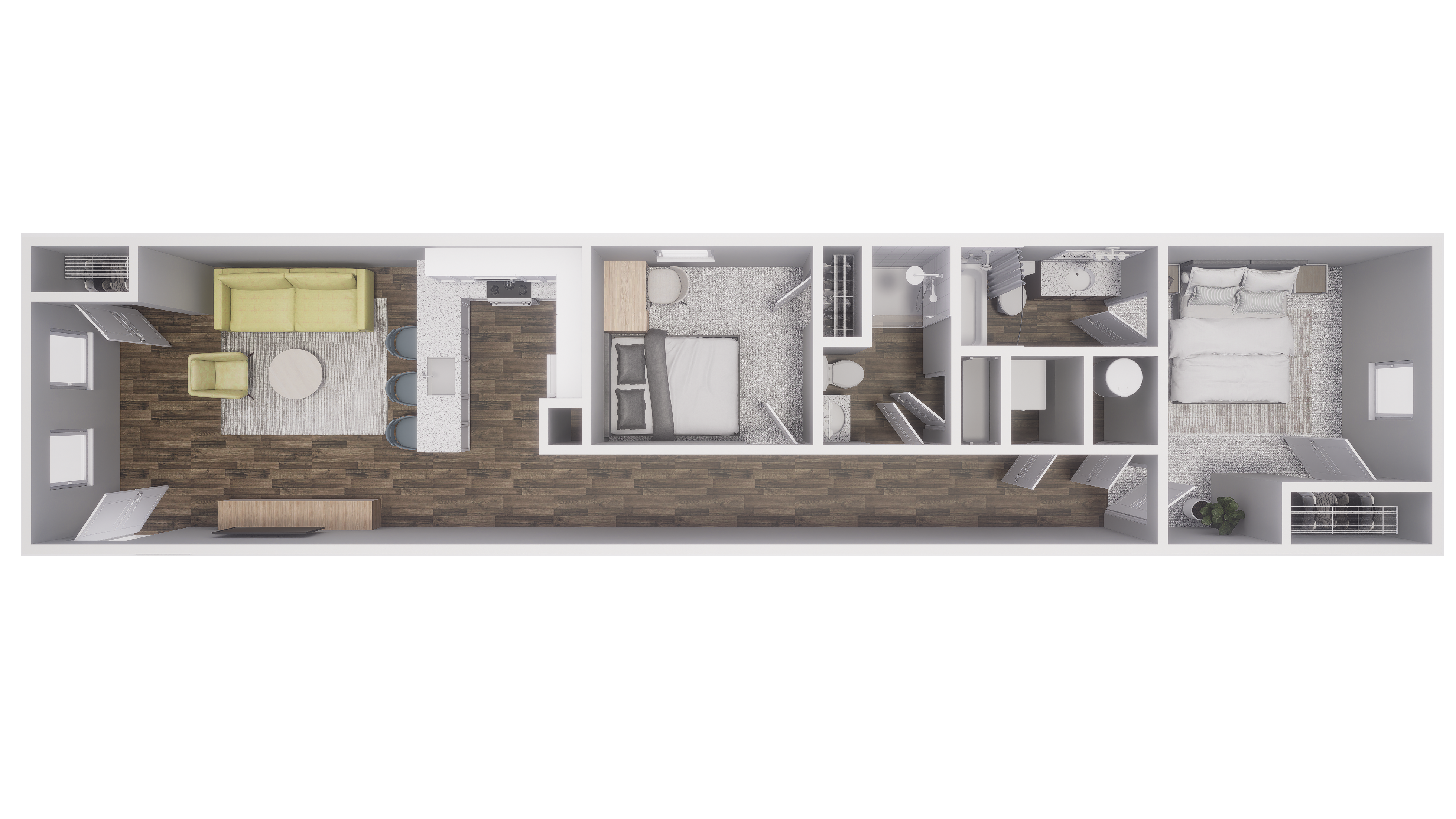 2x1 - 900 sqft - B2 floorplan