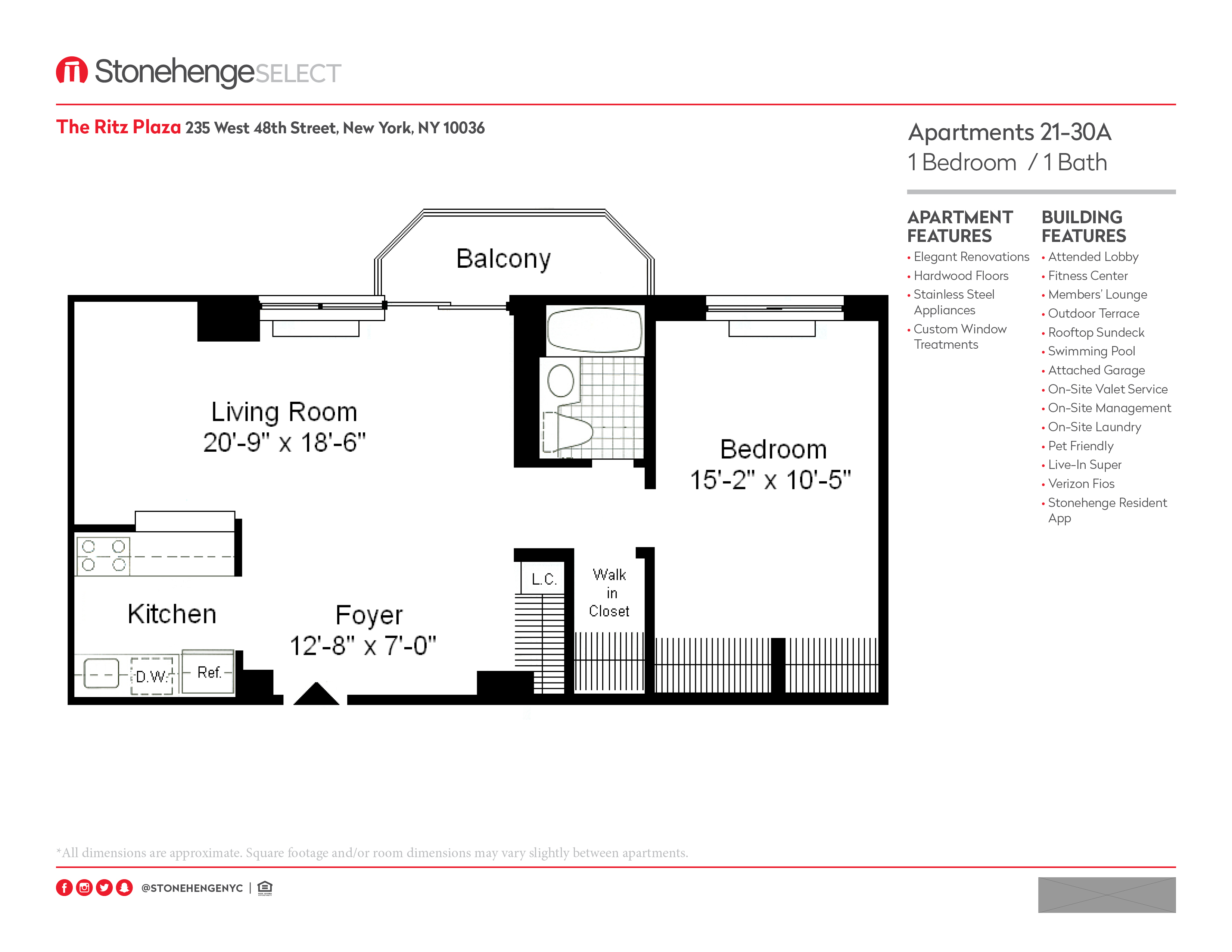 Floor plan layout diagram for 1 Bedroom