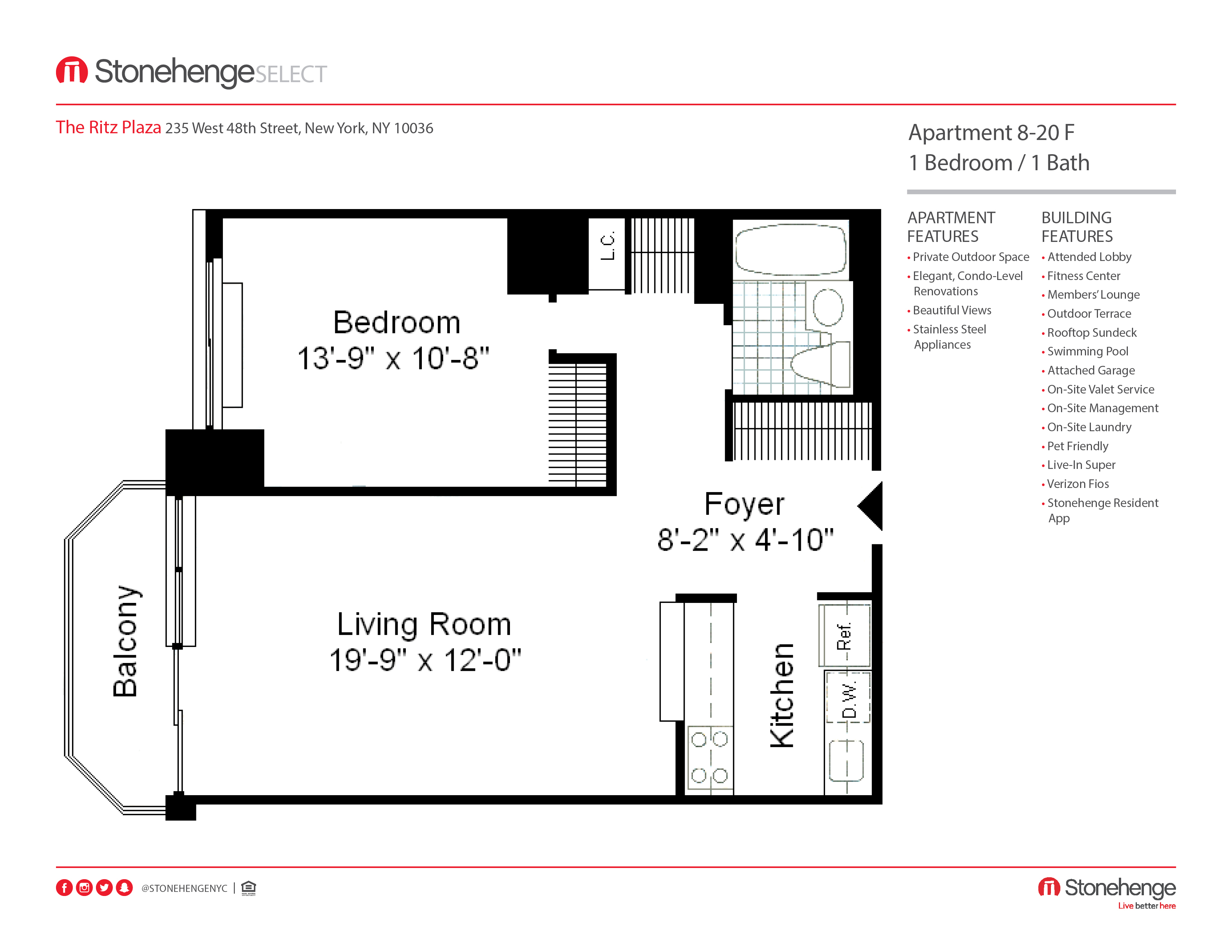Floor plan layout diagram for 1 Bedroom