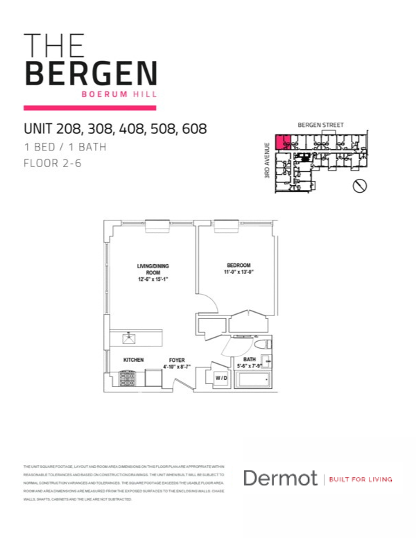 Floor plan layout diagram for 1 Bed 1 Bath