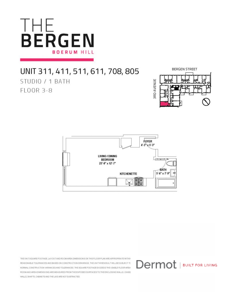 Floor plan layout diagram for 0 Bed 1 Bath