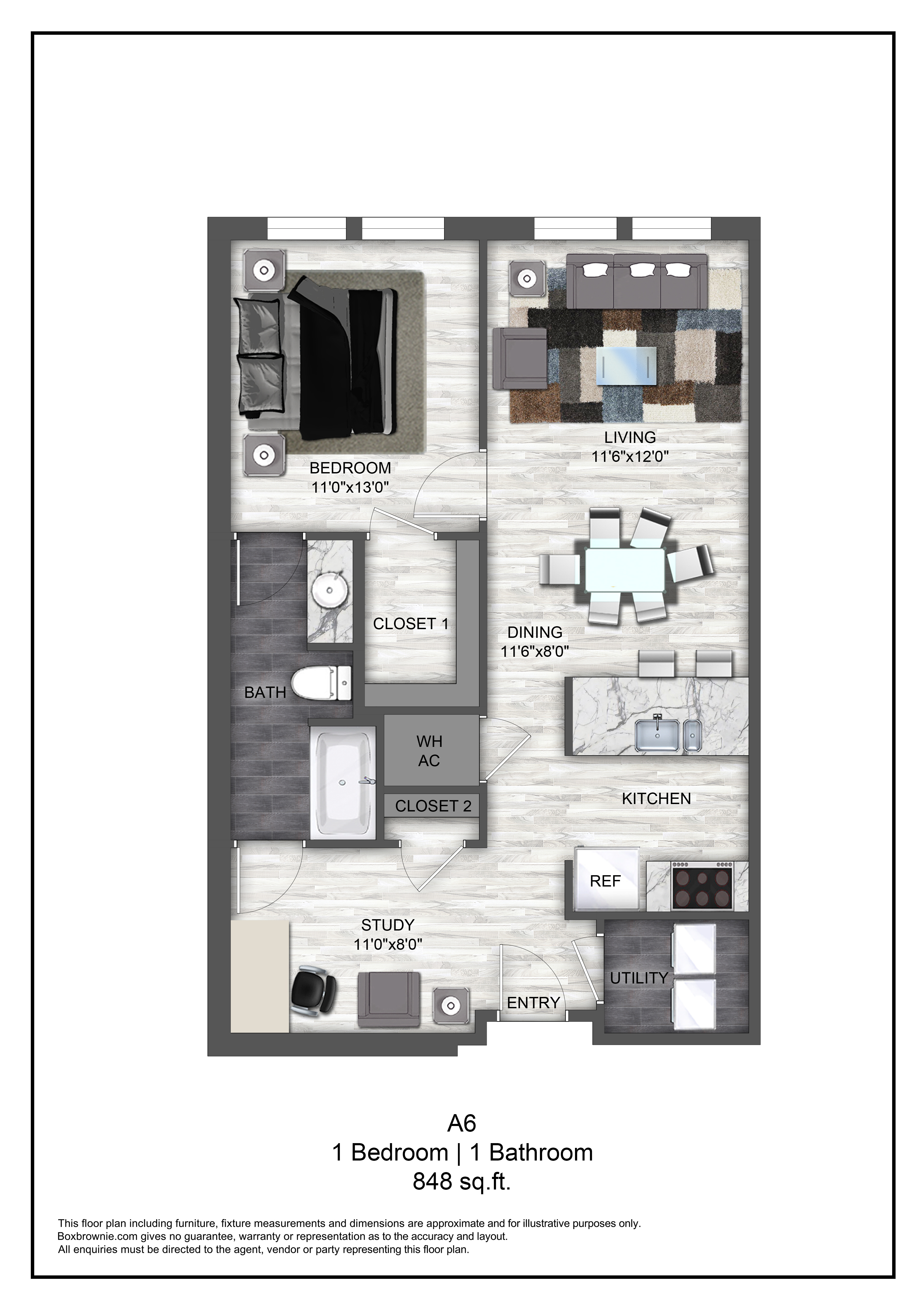 Floor plan layout diagram for A6