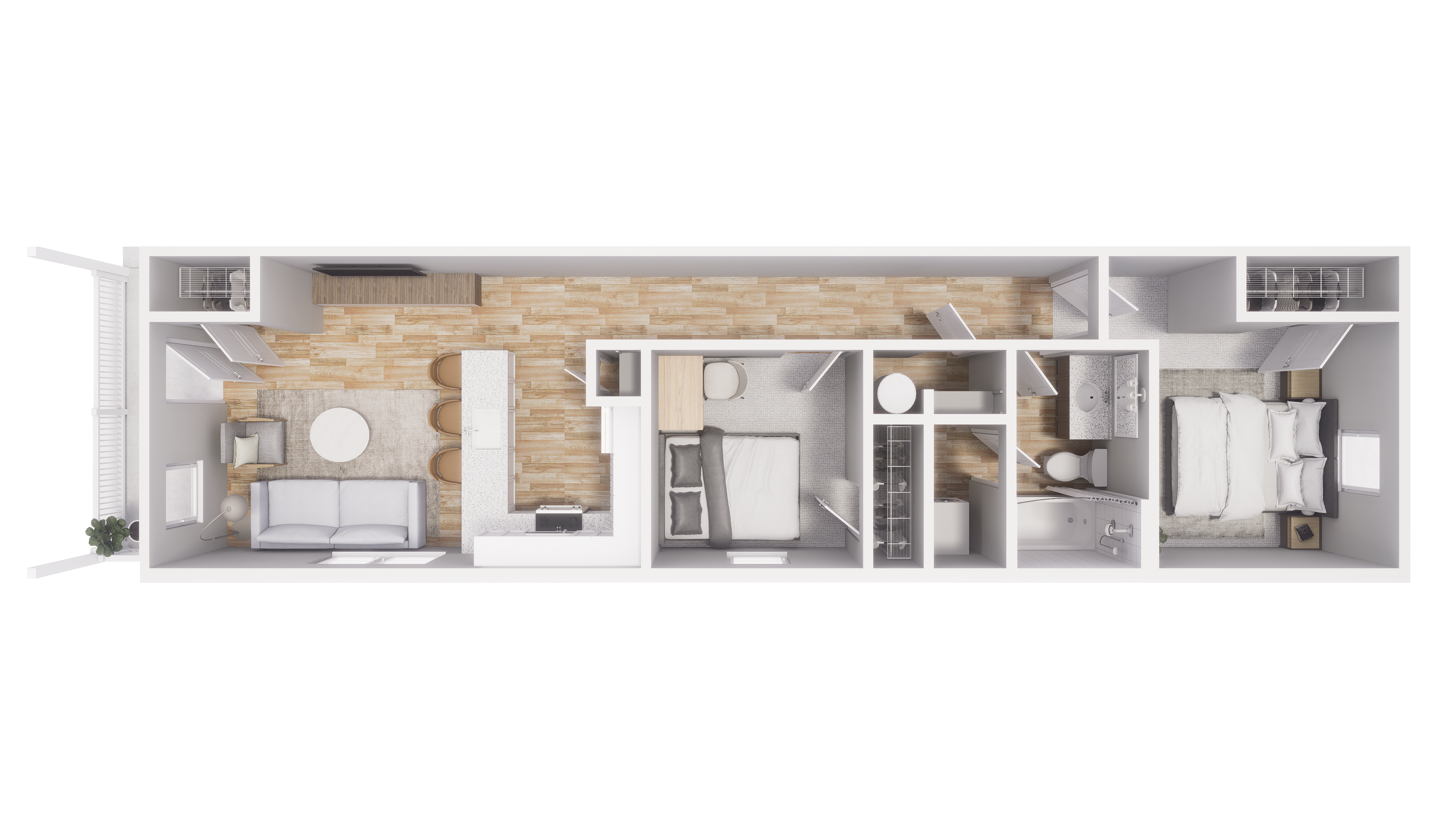 2x1 - 774 sqft - B1 floorplan