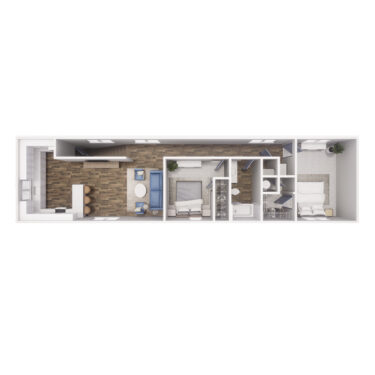 2 x 1- B1 900 SQ FT floorplan