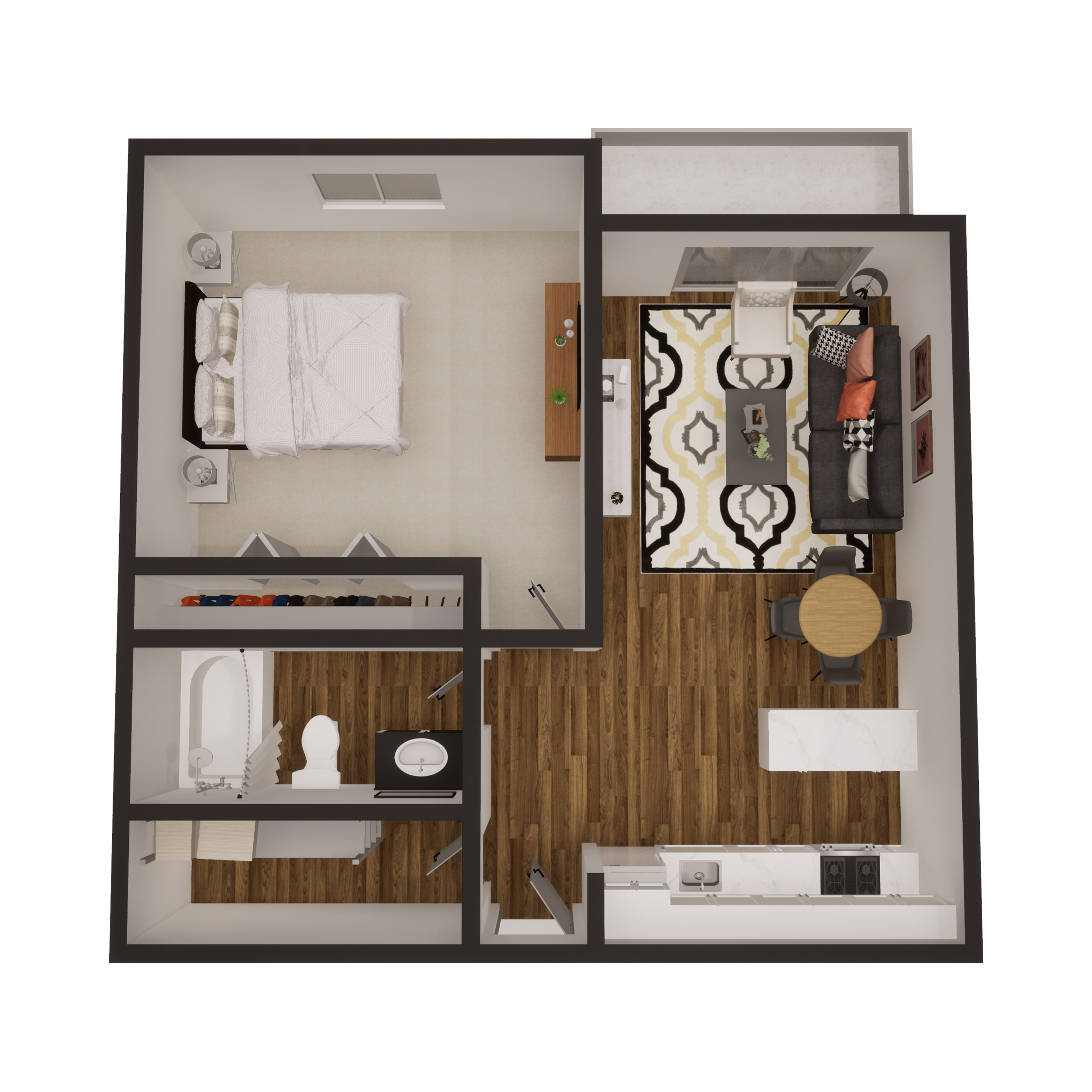 1x1 - 610 sqft - Avanti Reno floorplan