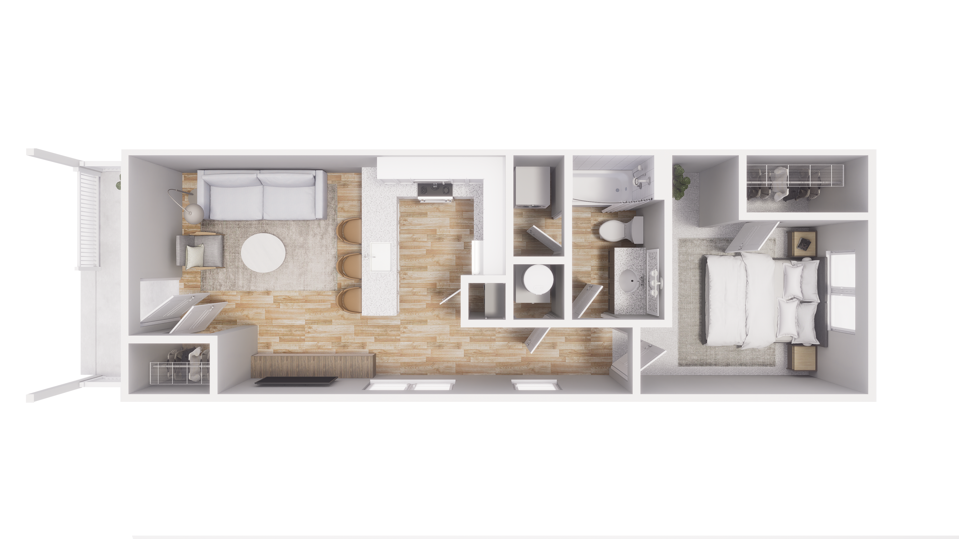 1x1 - 606 sqft - A1 floorplan