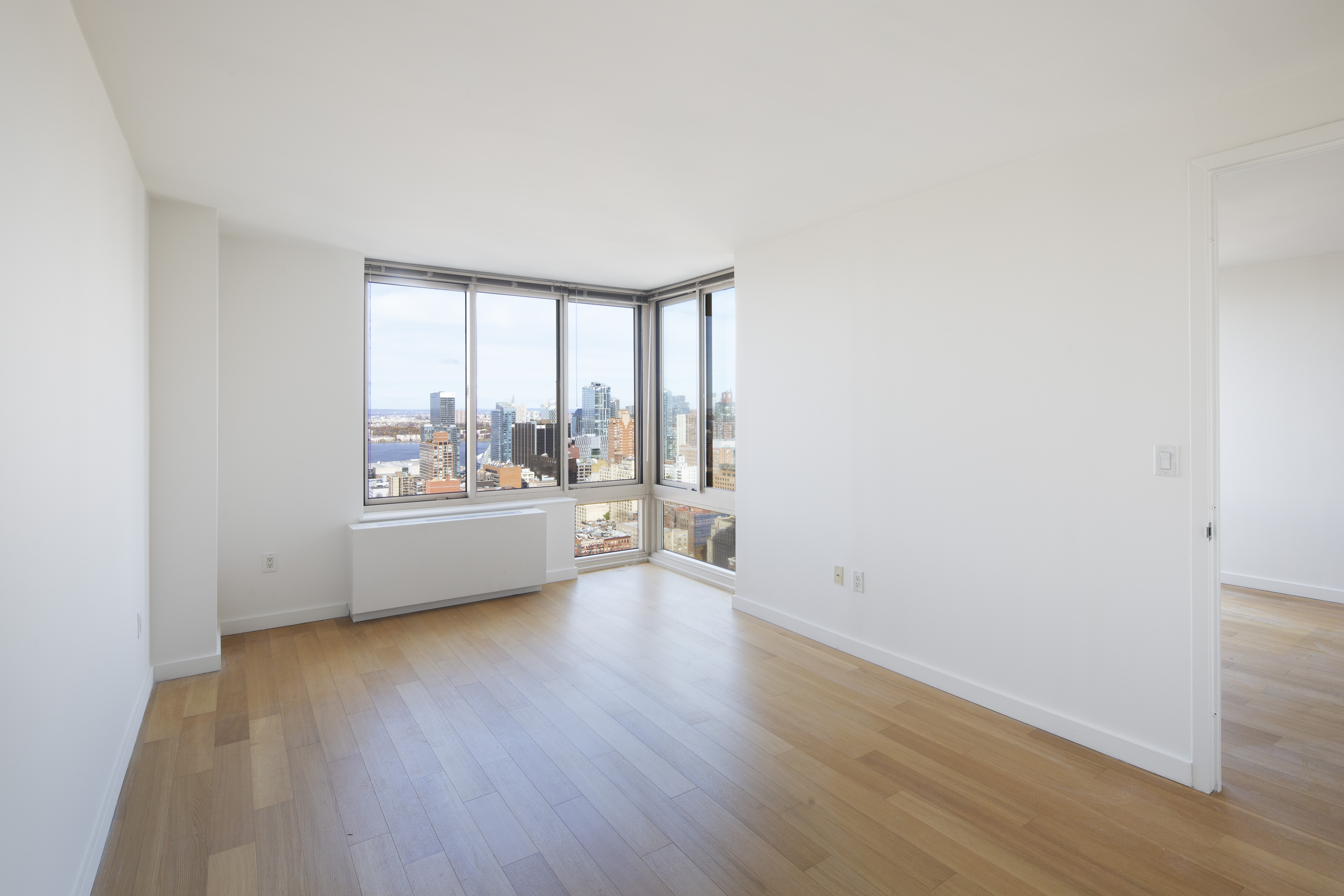 a room with a large window